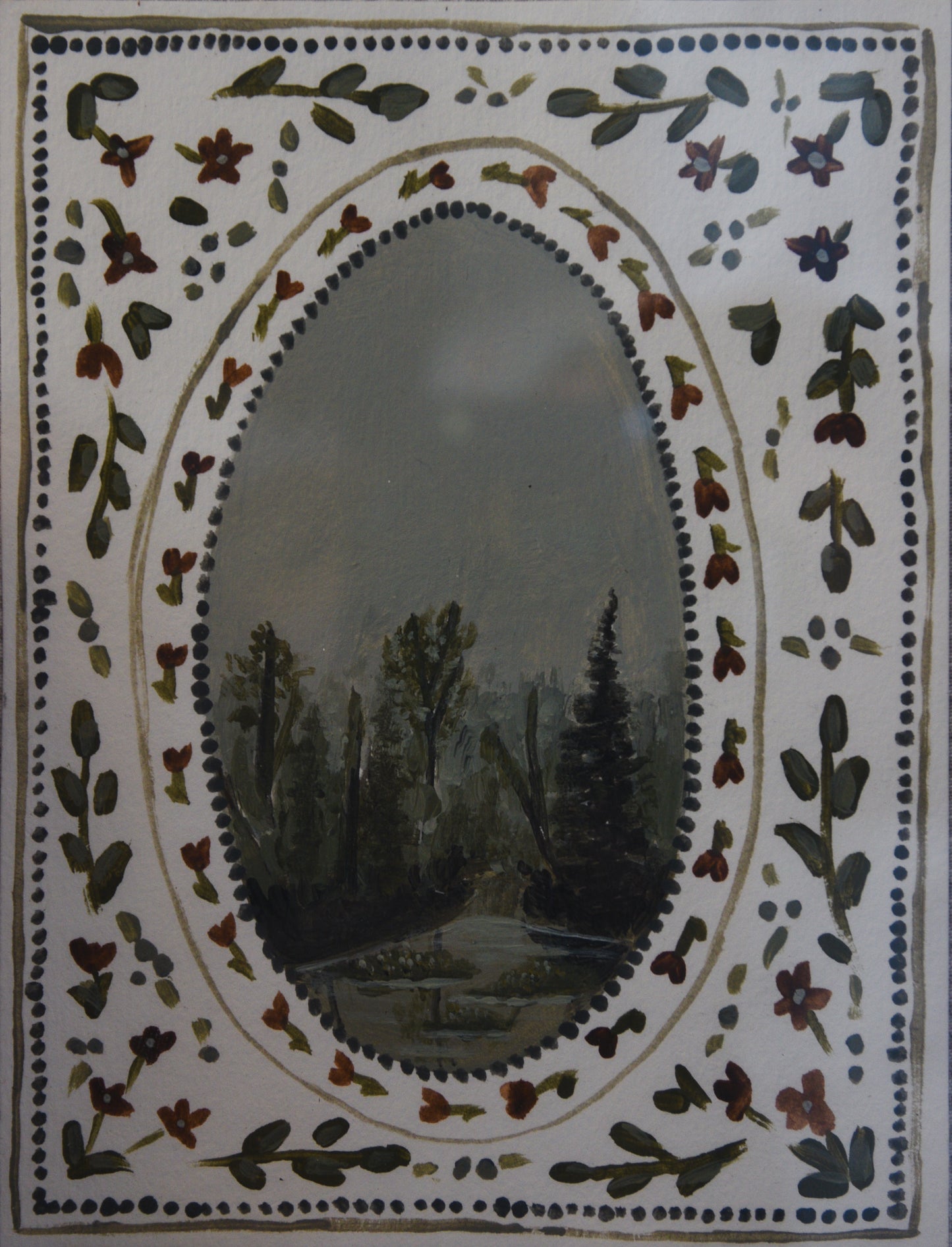 hoh rainforest olympic national park original folk style painting by Laura van Moorleghem