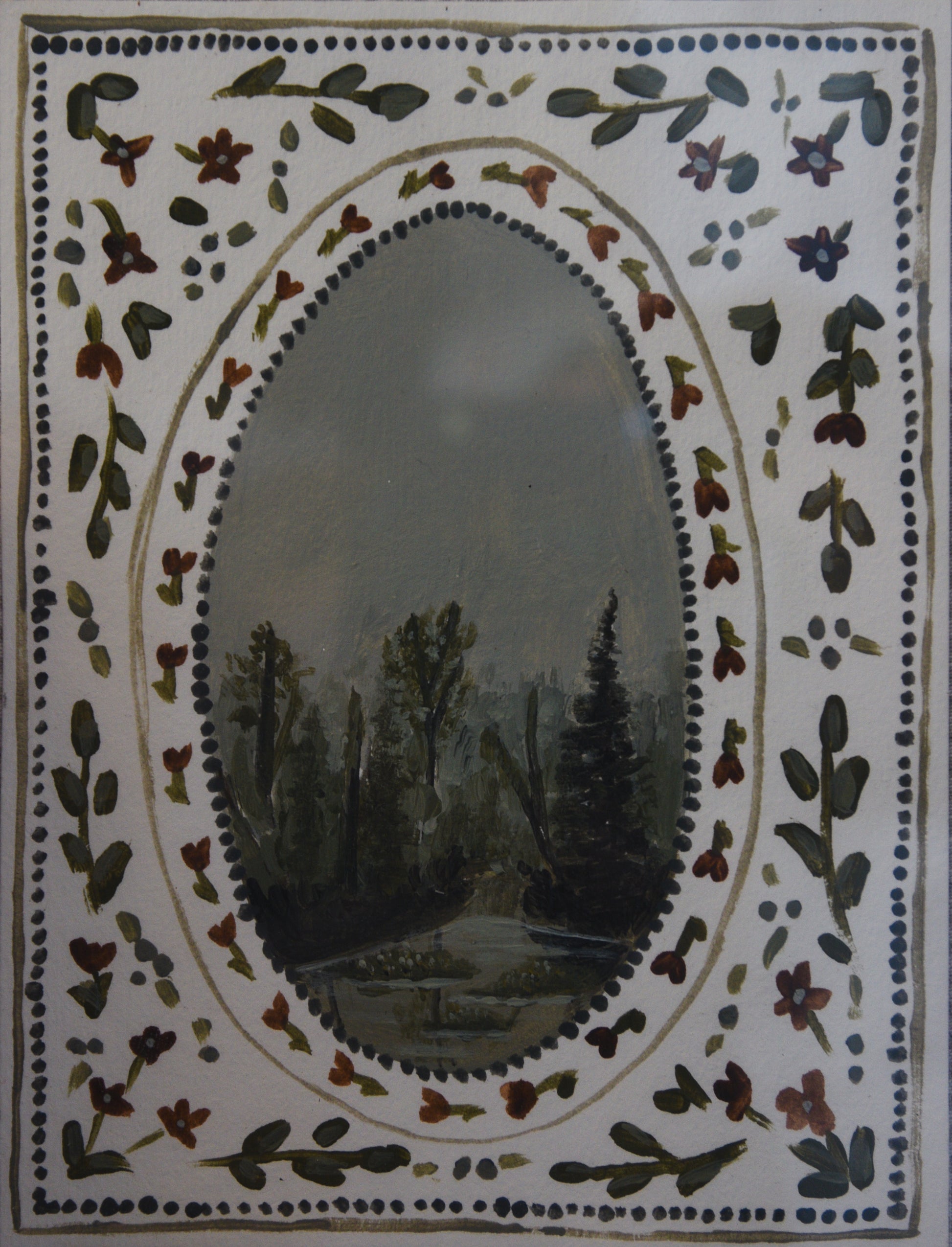 hoh rainforest olympic national park original folk style painting by Laura van Moorleghem