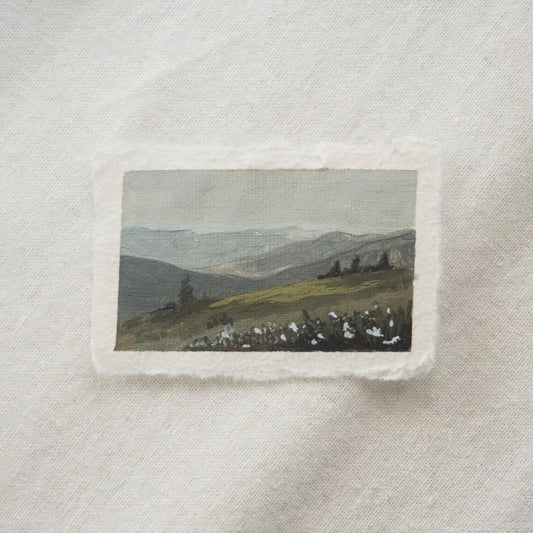 Hurricane ridge mountains miniature gouache painting from Olympic National Park  by Laura Van Moorleghem