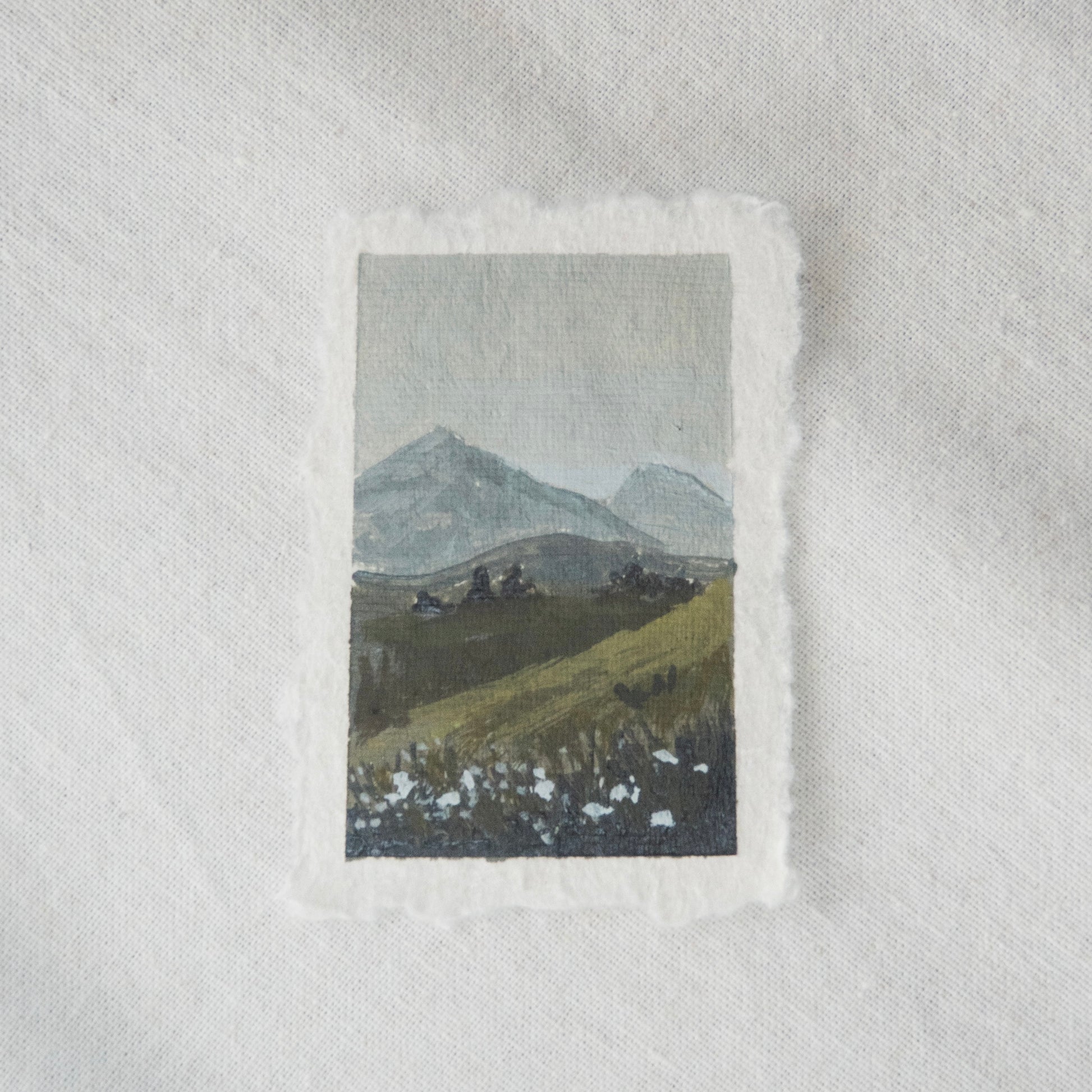 hurricane ridge during wildflower season miniature gouache painting from hurricane ridge in olympic National Park by Laura Van Moorleghem