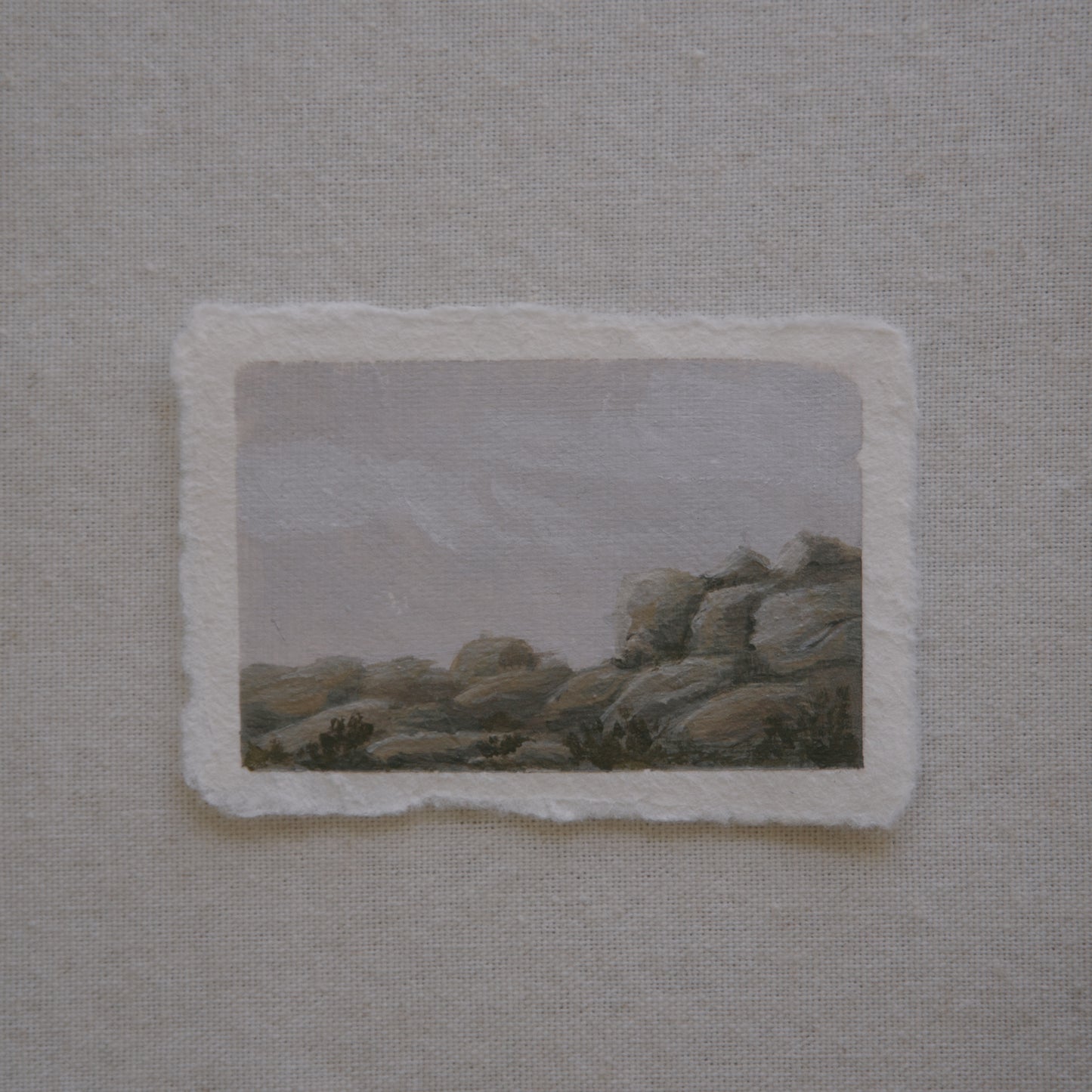 Granite boulder miniature acrylic painting from Joshua Tree National Park by Laura Van Moorleghem