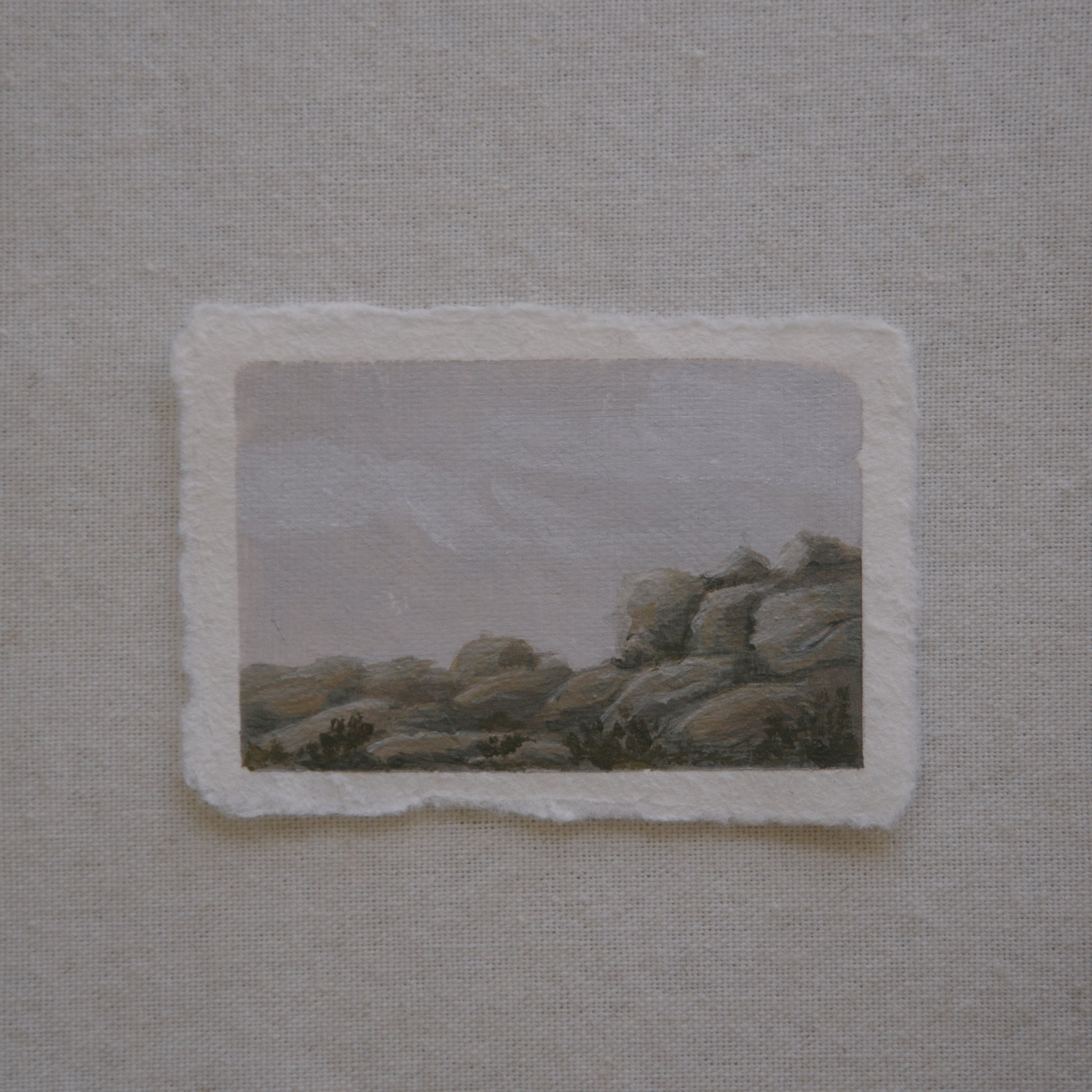 Granite boulder miniature acrylic painting from Joshua Tree National Park by Laura Van Moorleghem