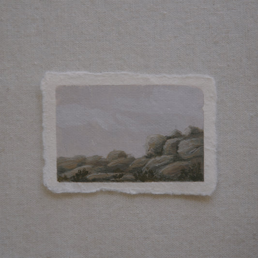 Granite boulder miniature acrylic painting from Joshua Tree National Park by Laura Van Moorleghem