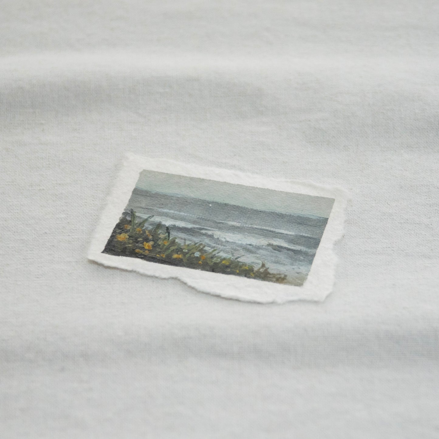 Side profile of Kalaloch beach from Olympic National Park painting on deckled edge 100% cotton rag paper