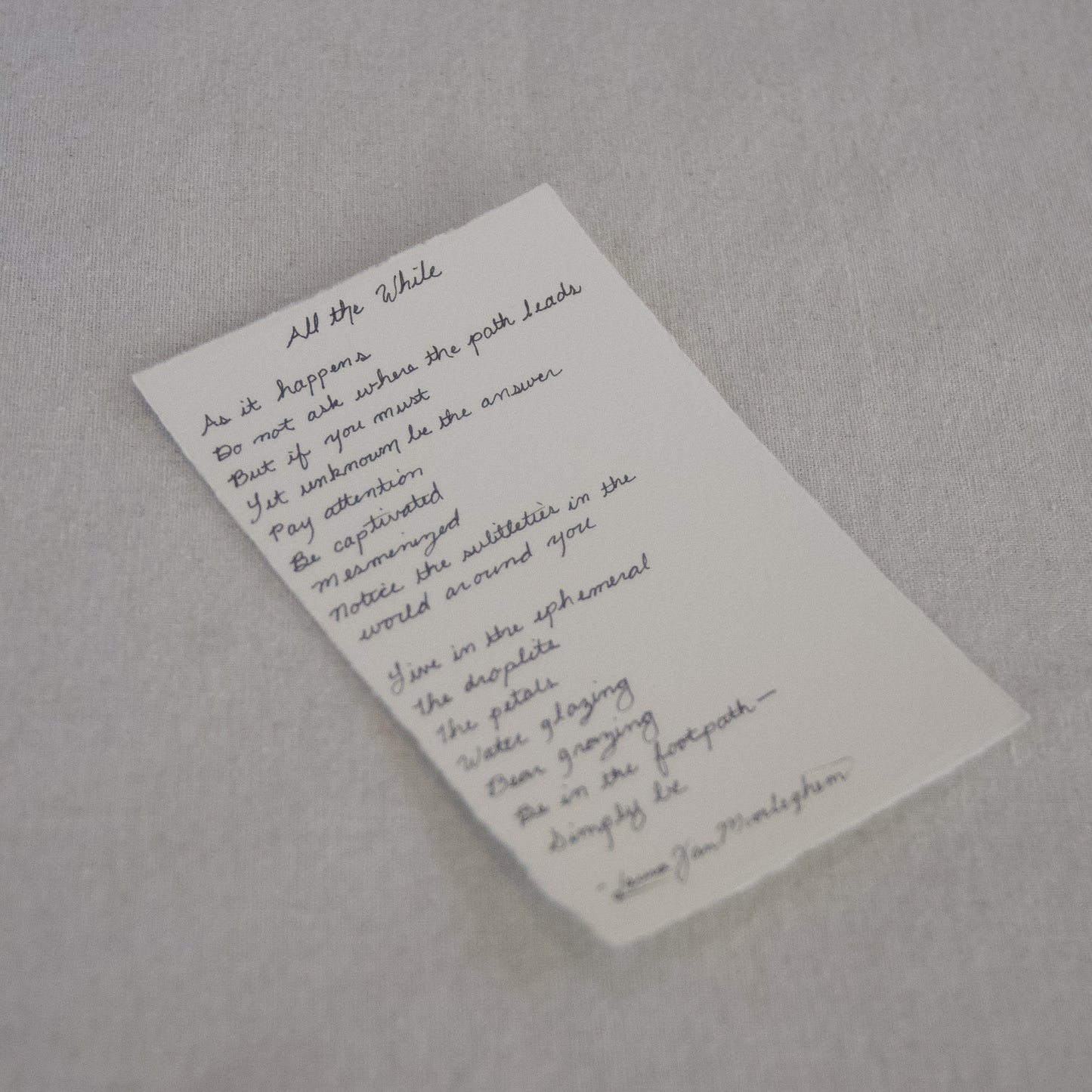 Kings Canyon National Park poetry, handwritten in cursive and signed.