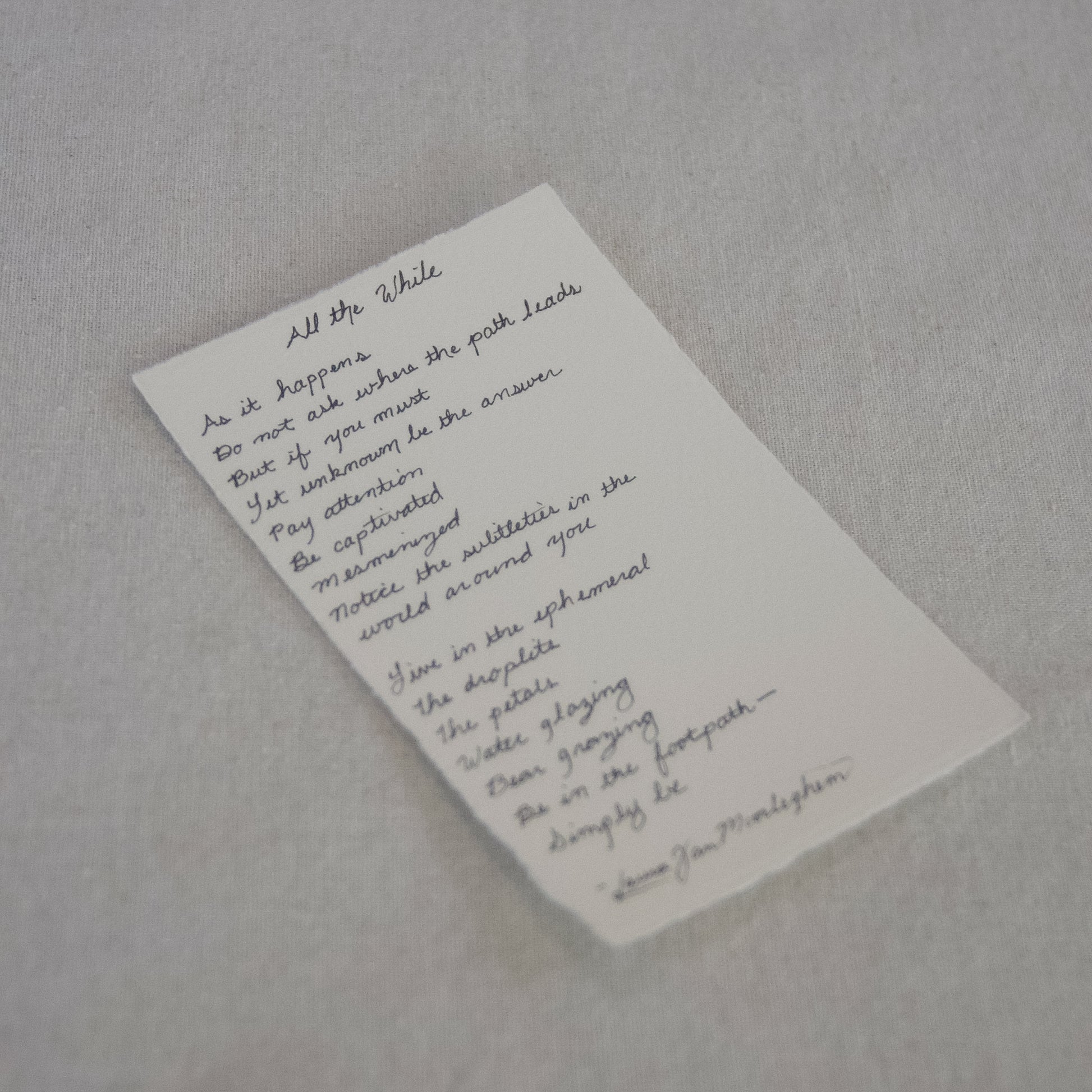 Kings Canyon National Park poetry, handwritten in cursive and signed.