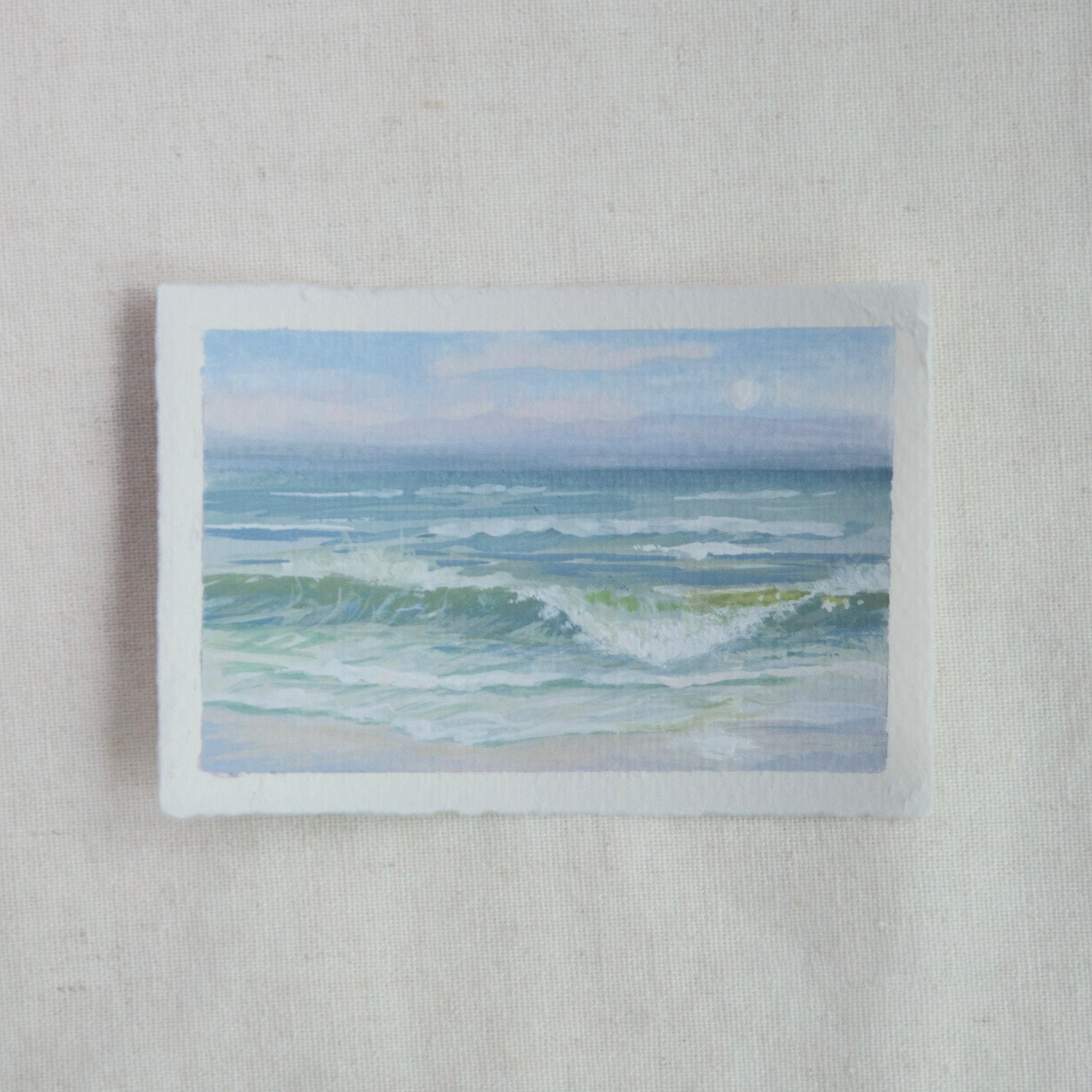 gulf shores ocean miniature gouache painting from gulf islands National seashore by Laura Van Moorleghem
