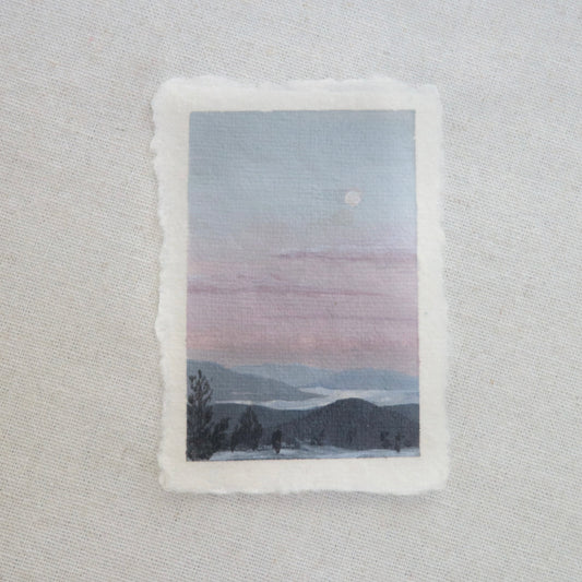 Lassen Volcanic overlook of lakes at Lassen peak scenic vista miniature acrylic painting from Lassen Volcanic National Park by Laura Van Moorleghem