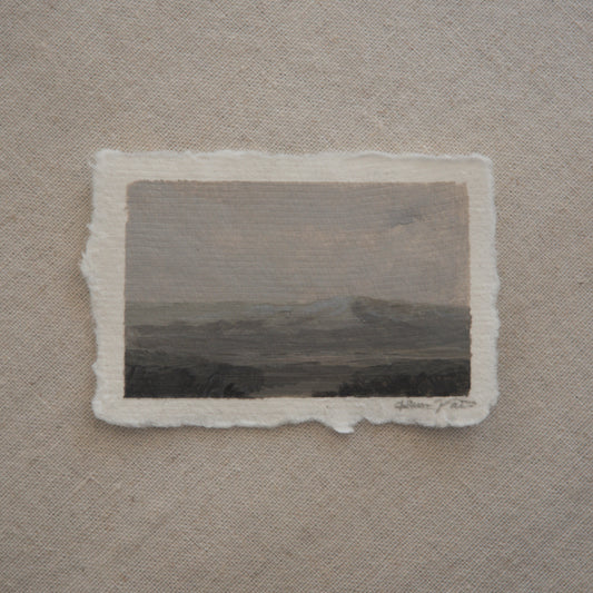 Blue Mesa overlook in a miniature acrylic painting from Petrified Forest National Park by Laura Van Moorleghem