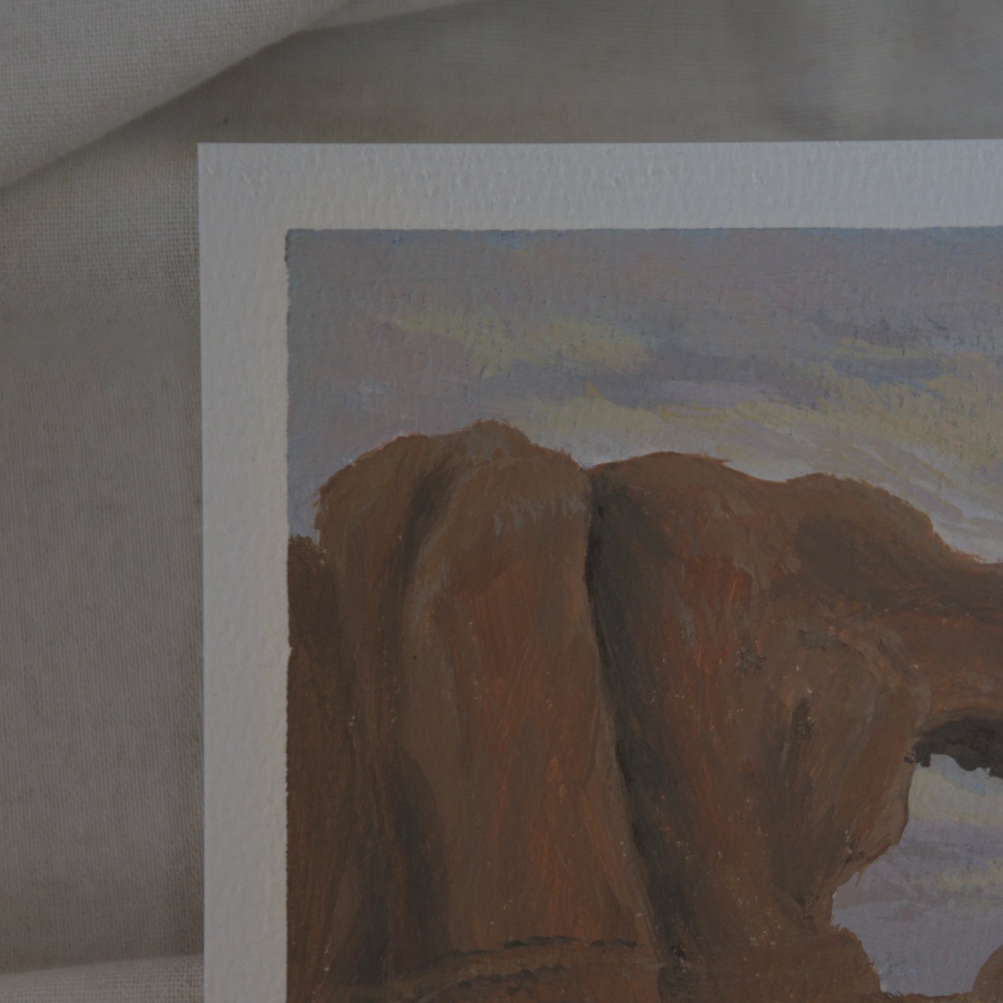 details of paper and painting of plein air painting study of north window