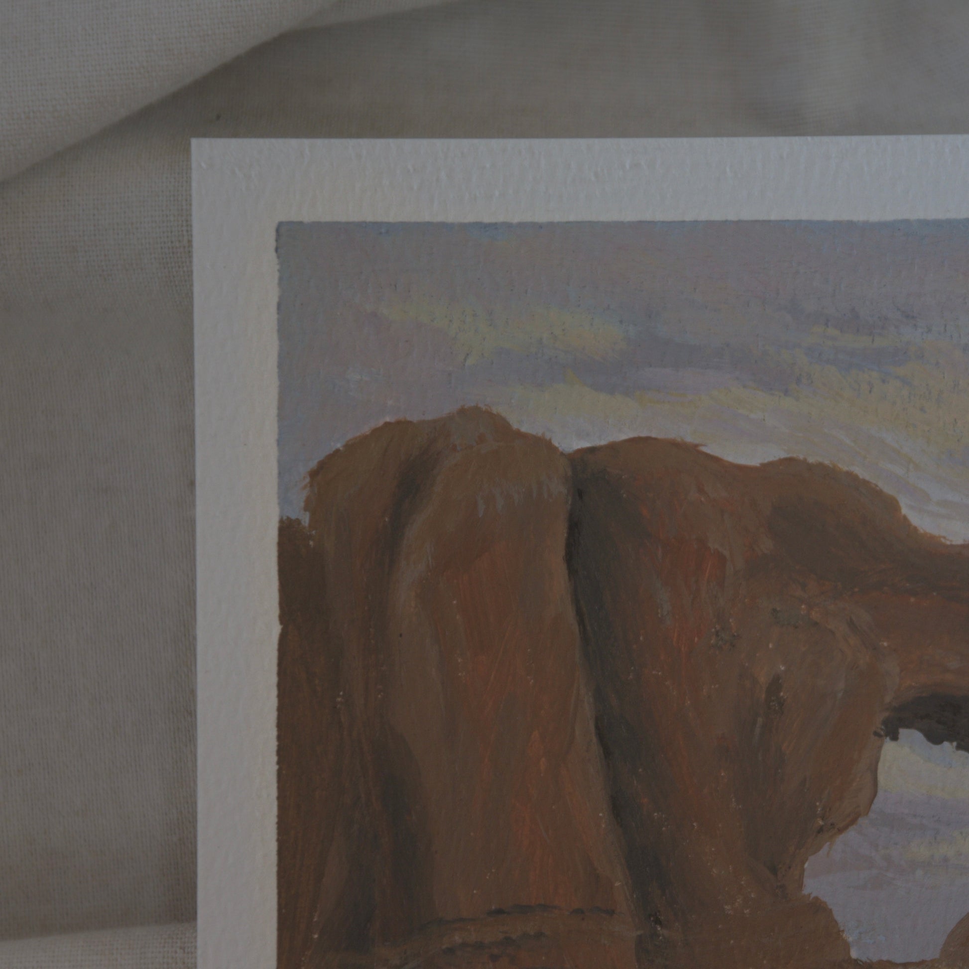 details of paper and painting of plein air painting study of north window