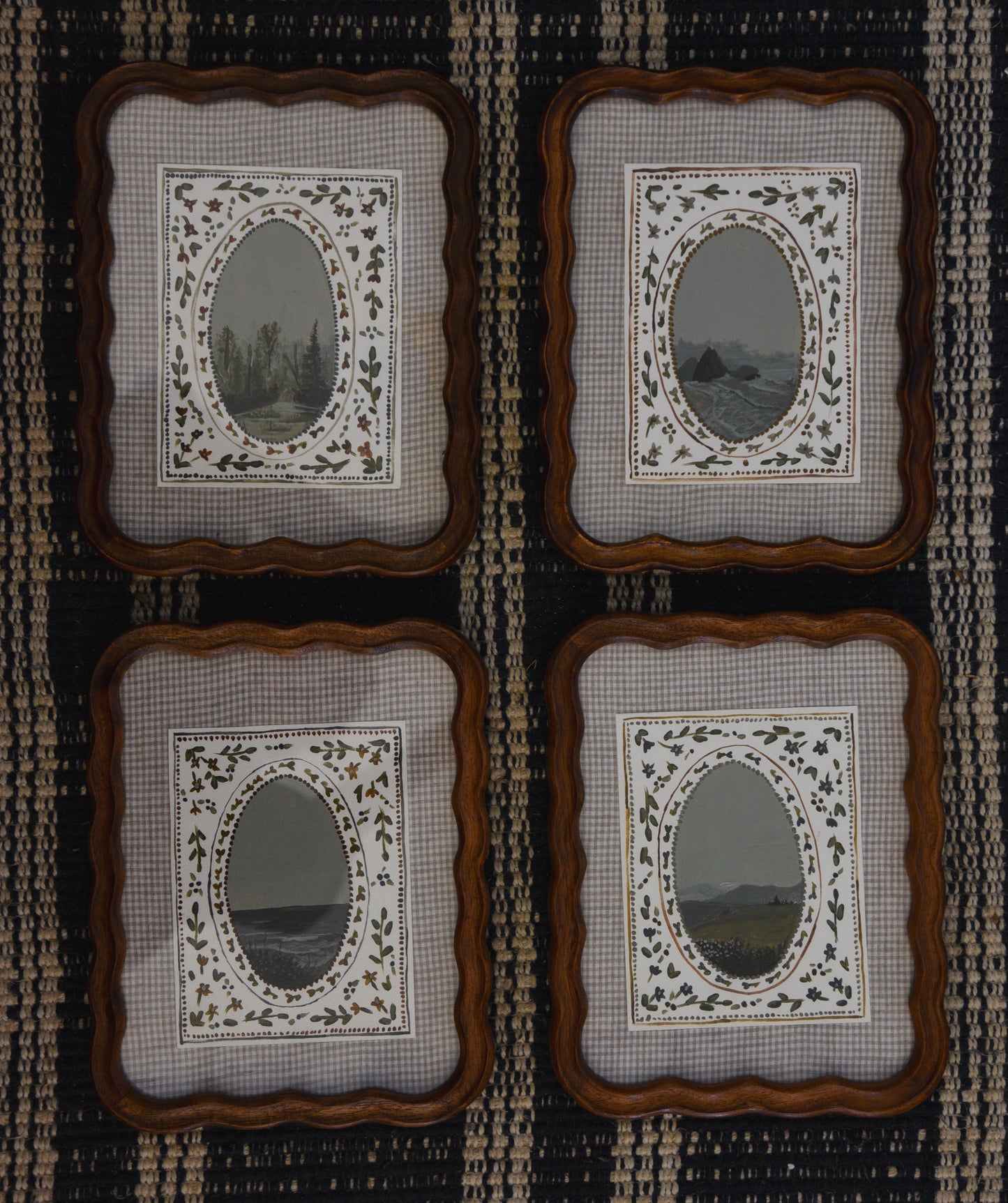 original folk art style paintings of olympic national park in frames
