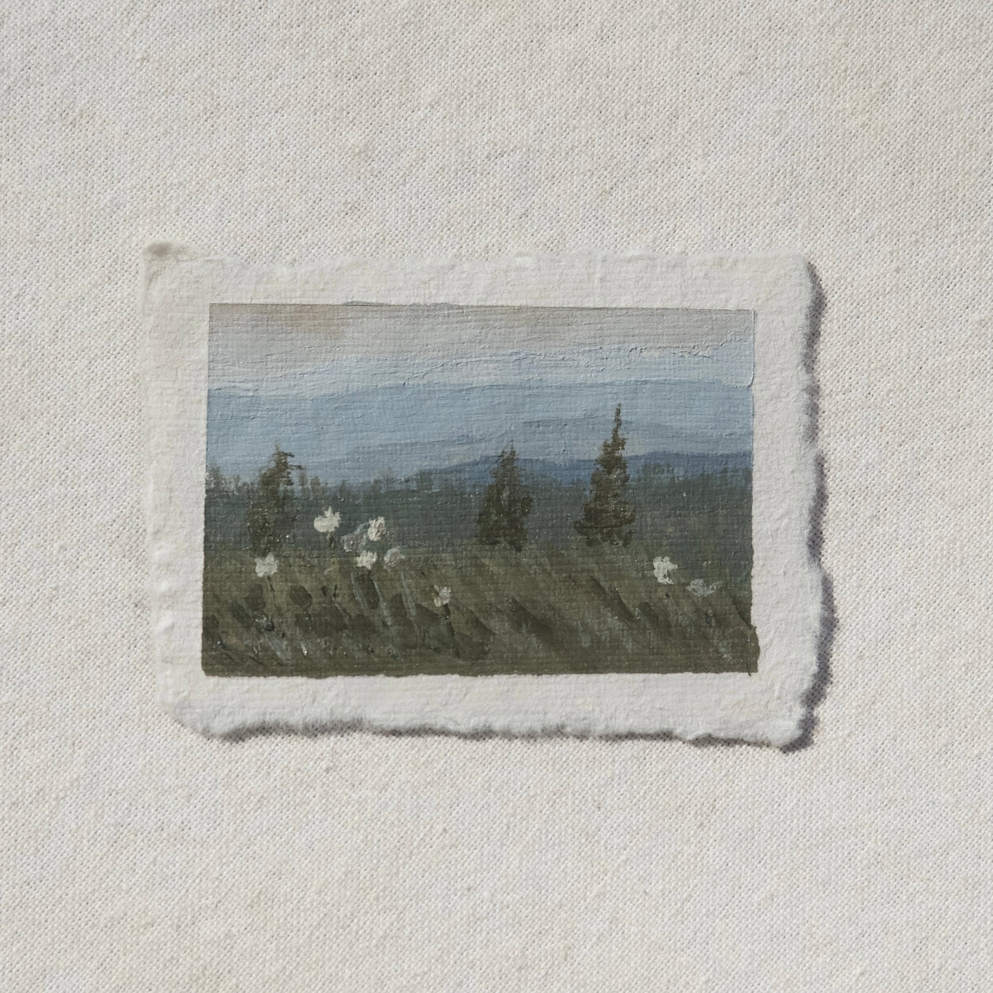 beargrass in skyline trail in mount rainier overlook miniature gouache painting from Mount Rainier National Park by Laura Van Moorleghem