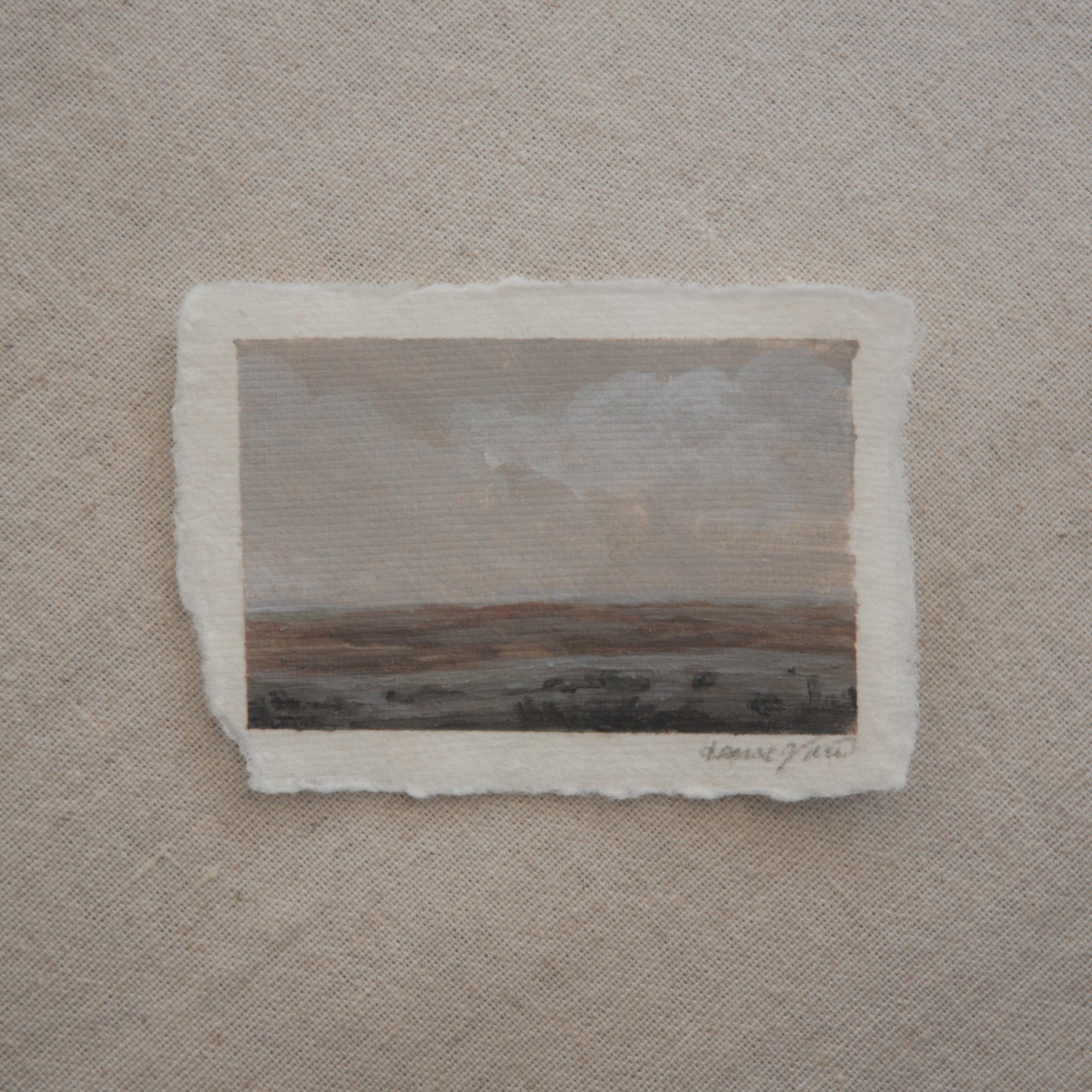 Petrified Forest overlook in a miniature plein air acrylic painting from Petrified Forest National Park by Laura Van Moorleghem