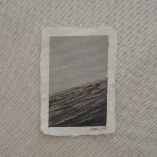 Close up view of a petrified forest tree in a miniature acrylic painting from Petrified Forest National Park by Laura Van Moorleghem