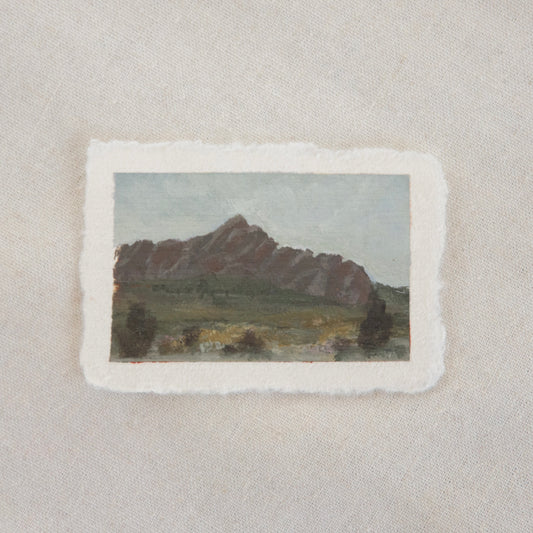Pinnacles peaks with pine trees miniature acrylic painting from Pinnacles National Park by Laura Van Moorleghem