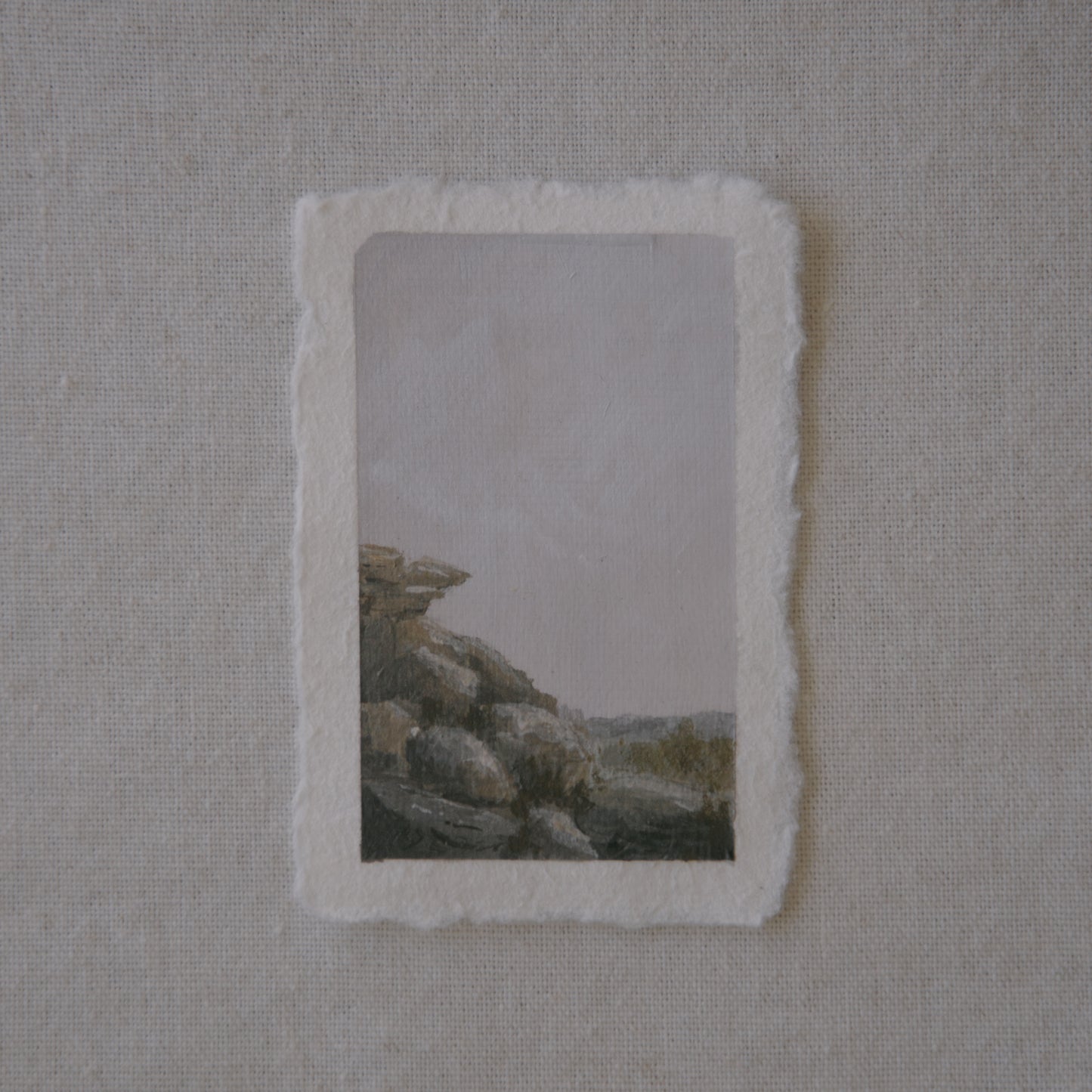 Joshua tree granite boulder miniature acrylic painting from Joshua Tree National Park by Laura Van Moorleghem
