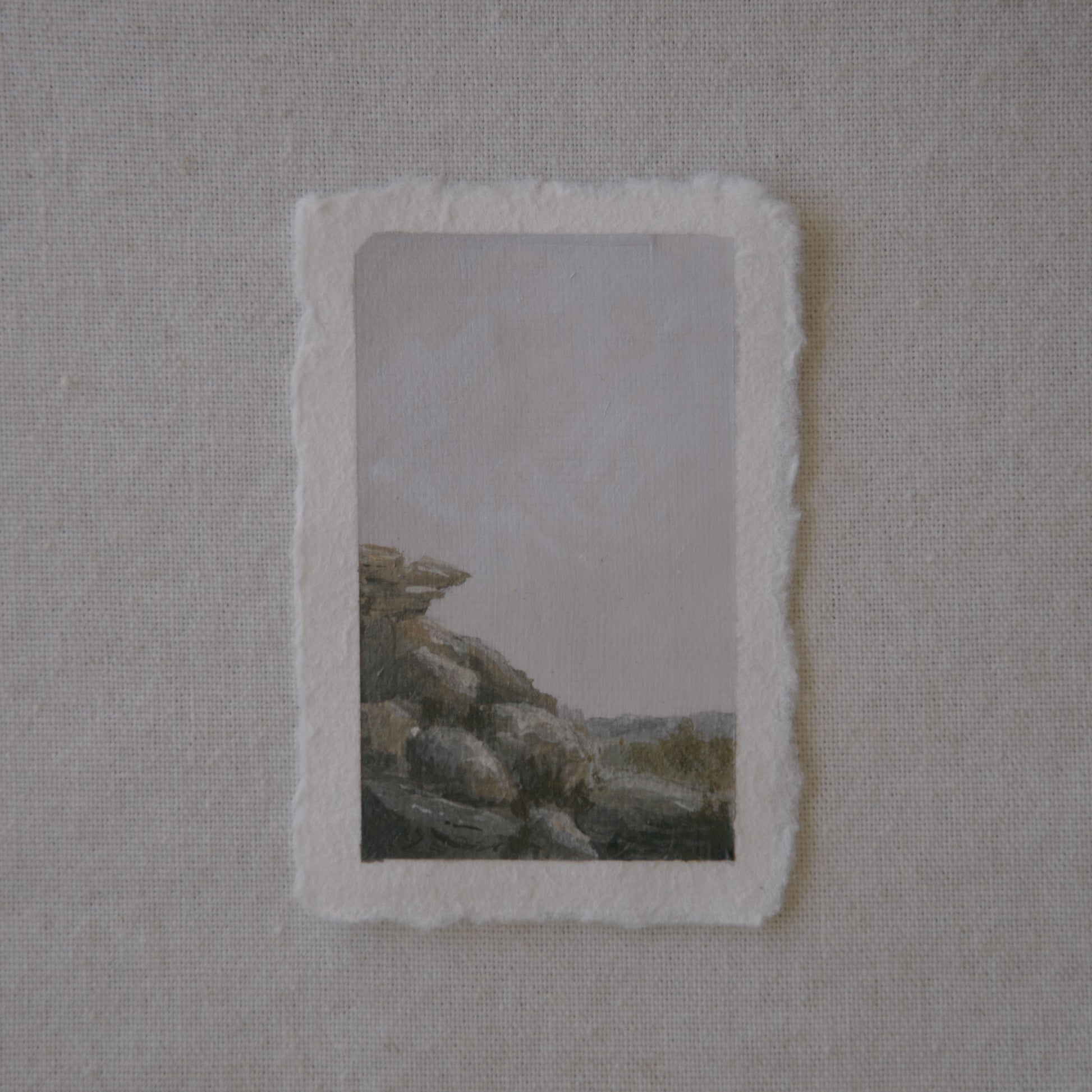 Joshua tree granite boulder miniature acrylic painting from Joshua Tree National Park by Laura Van Moorleghem