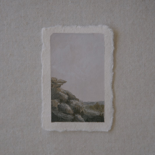 Joshua tree granite boulder miniature acrylic painting from Joshua Tree National Park by Laura Van Moorleghem