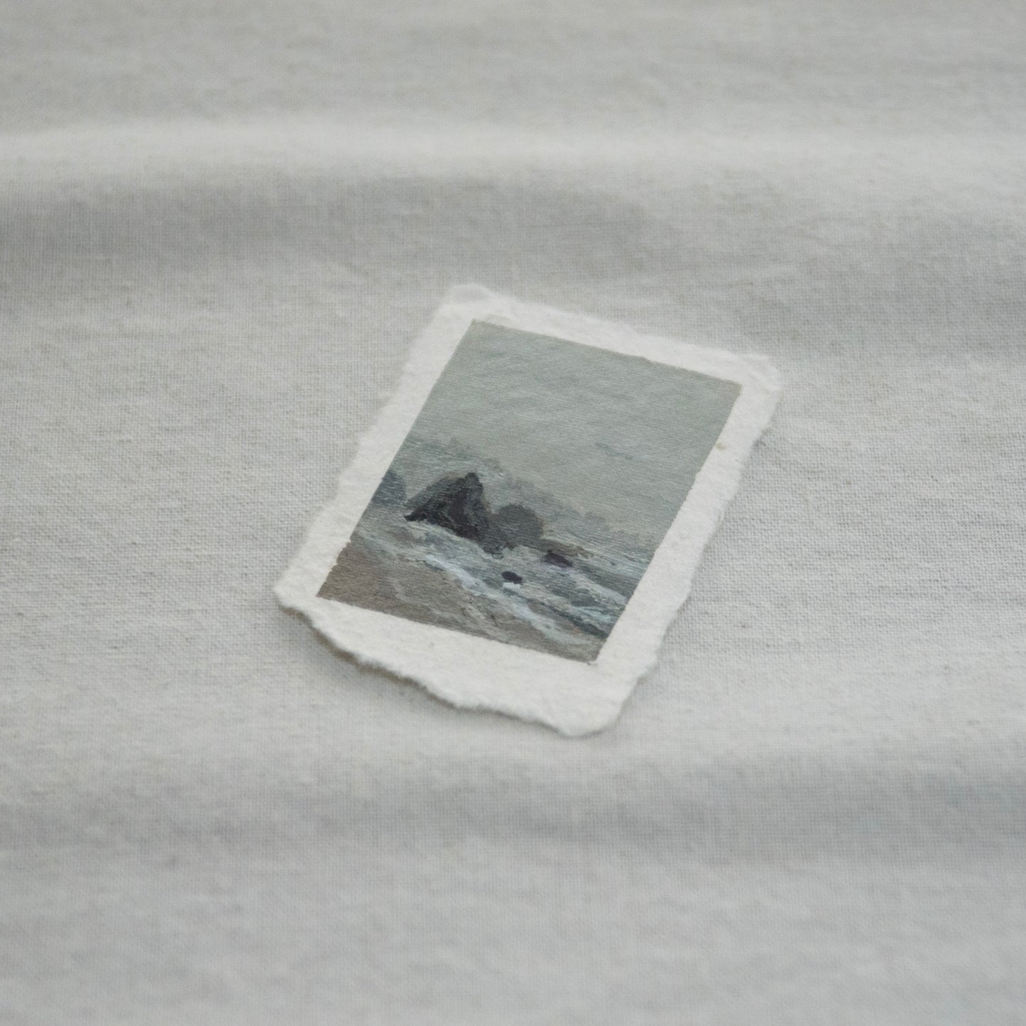 Side profile of ruby beach in Olympic National Park painting on deckled edge 100% cotton rag paper