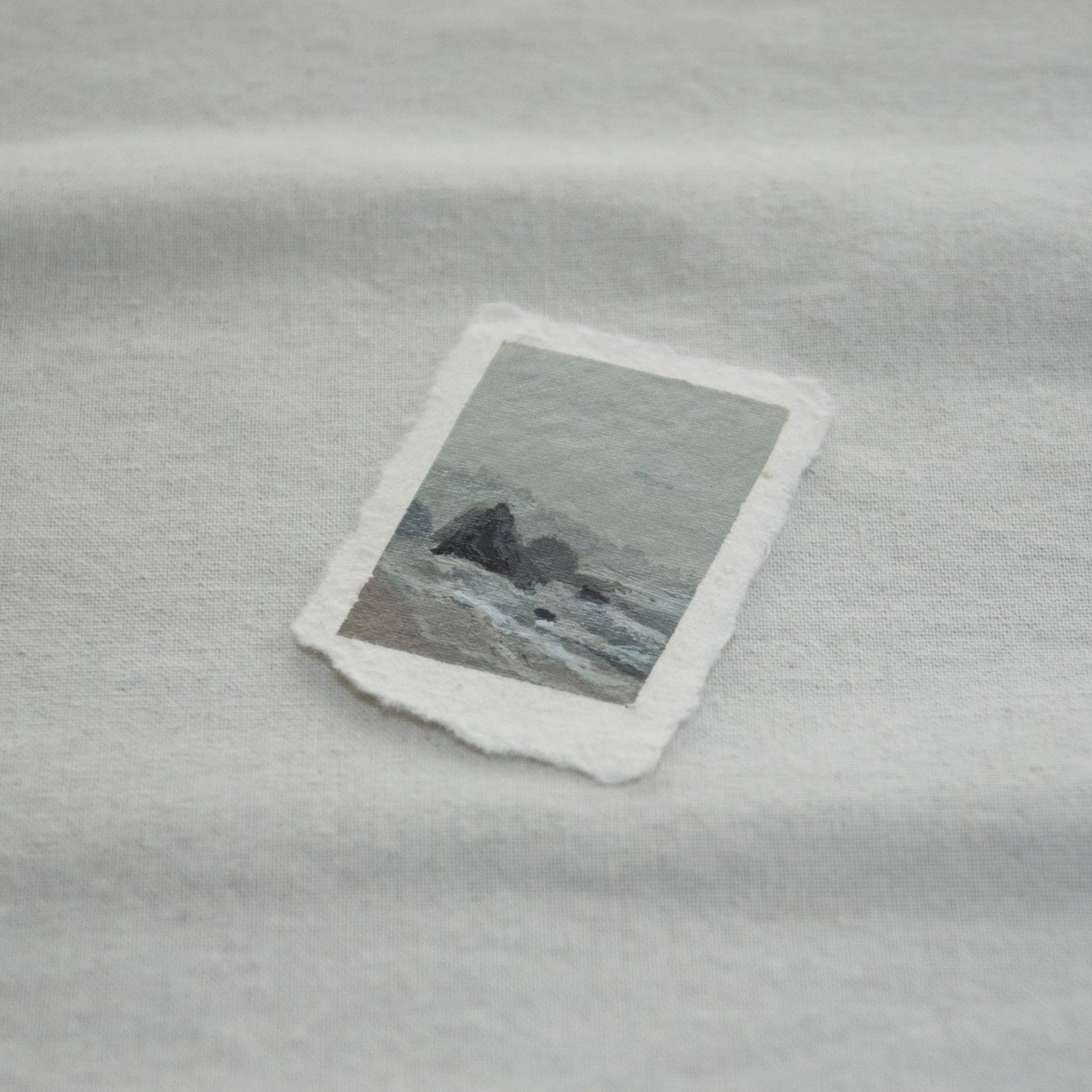 Side profile of ruby beach in Olympic National Park painting on deckled edge 100% cotton rag paper