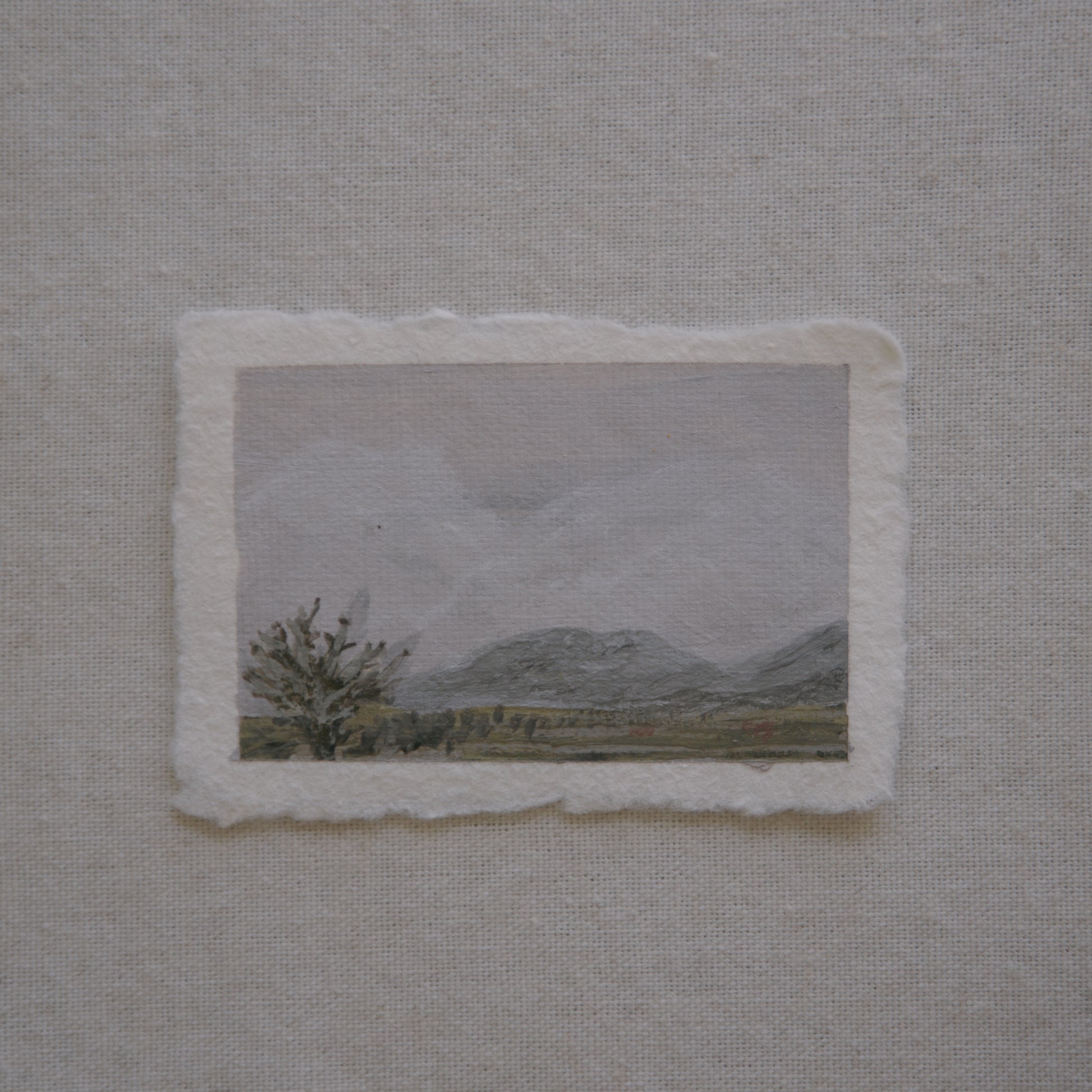 Joshua tree mountains miniature acrylic painting from Joshua Tree National Park by Laura Van Moorleghem
