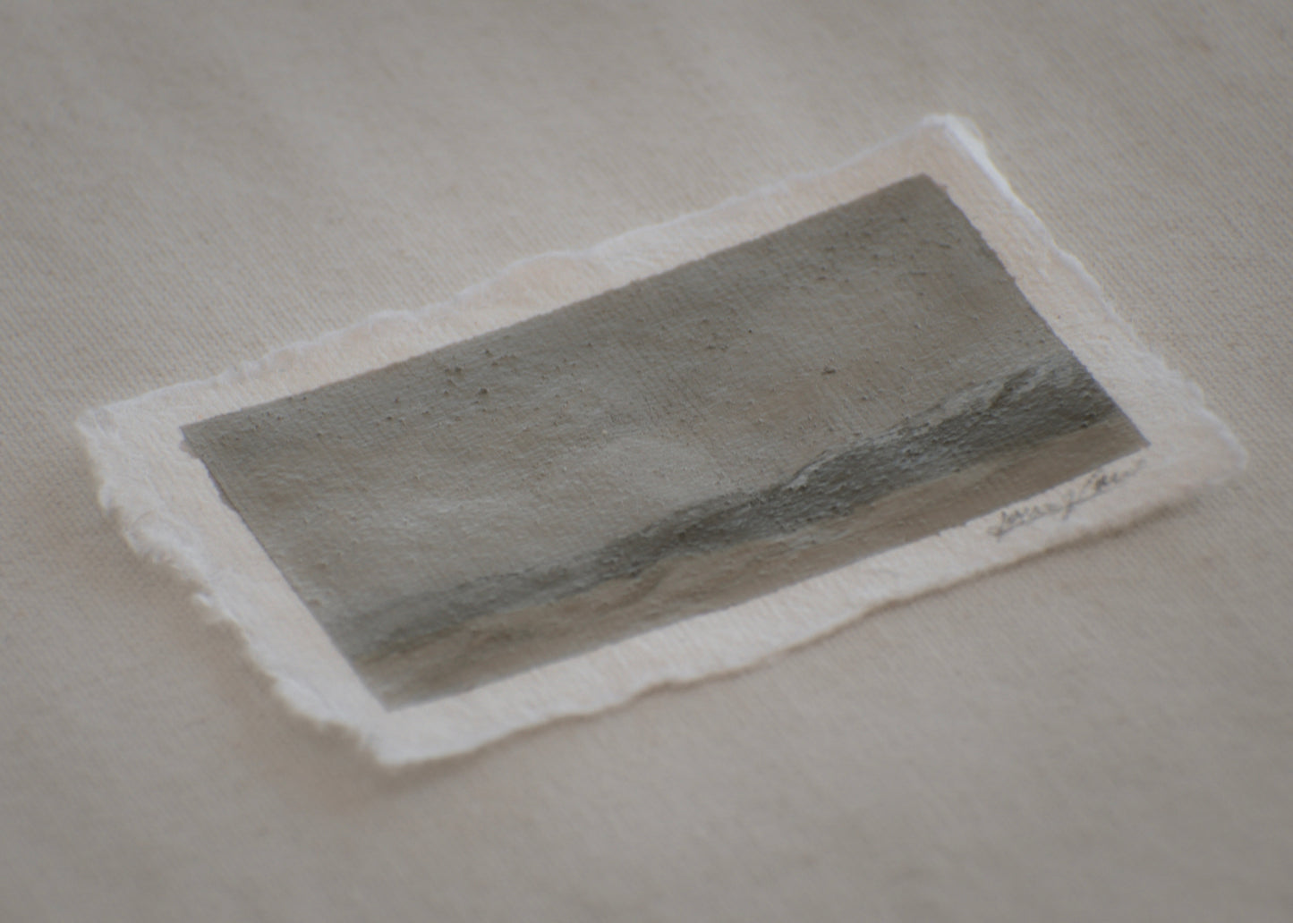 Side profile of Great Sand Dunes and Sangre de Cristo mountains painting on deckled edge 100% cotton rag paper