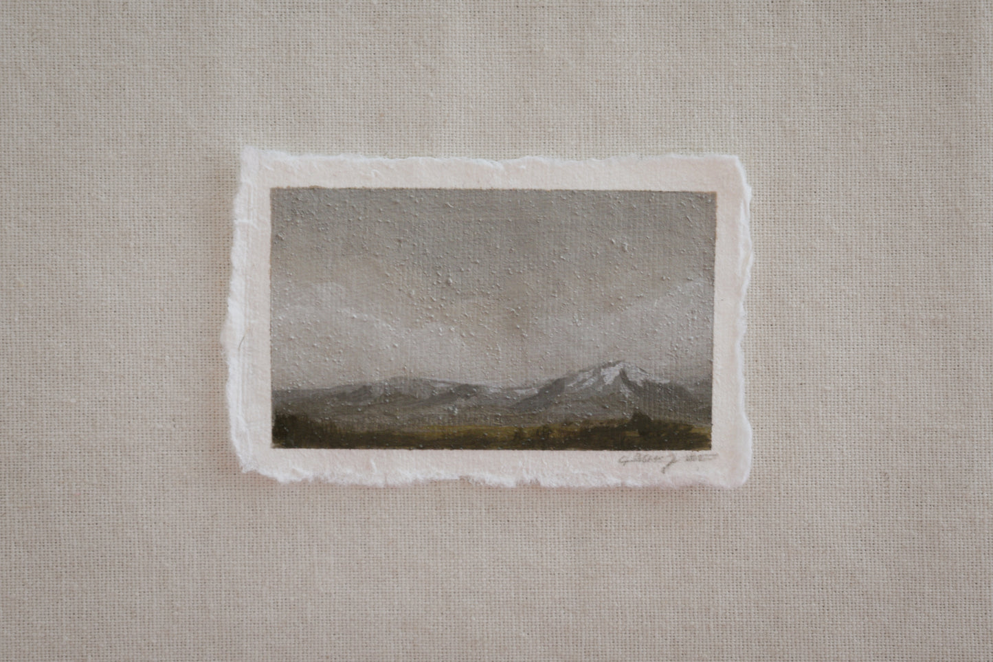 Great Sand Dunes and Sangre de Cristo Mountains miniature acrylic painting from Great Sand Dunes National Park by Laura Van Moorleghem, part of 'The Journey' collection