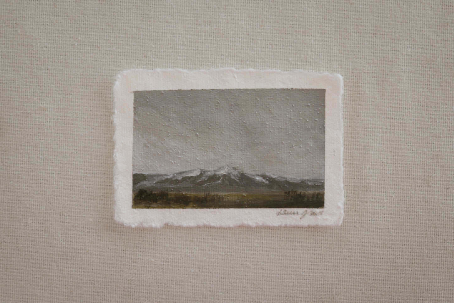  Sangre de Cristo Mountains miniature acrylic painting embedded with great sand dunes sand from Great Sand Dunes National Park by Laura Van Moorleghem