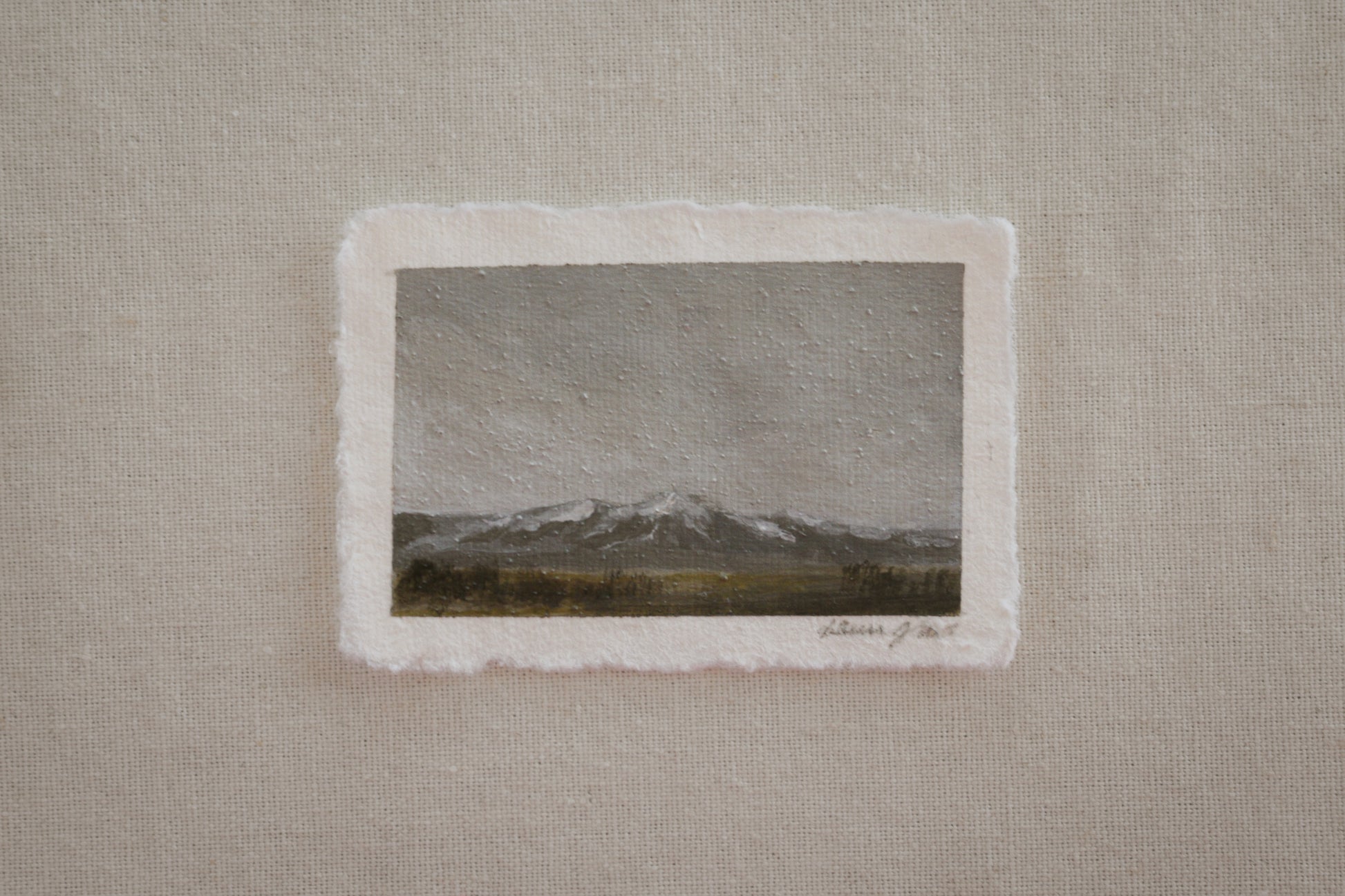 Sangre de Cristo Mountains miniature acrylic painting embedded with great sand dunes sand from Great Sand Dunes National Park by Laura Van Moorleghem