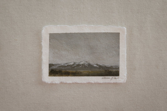  Sangre de Cristo Mountains miniature acrylic painting embedded with great sand dunes sand from Great Sand Dunes National Park by Laura Van Moorleghem