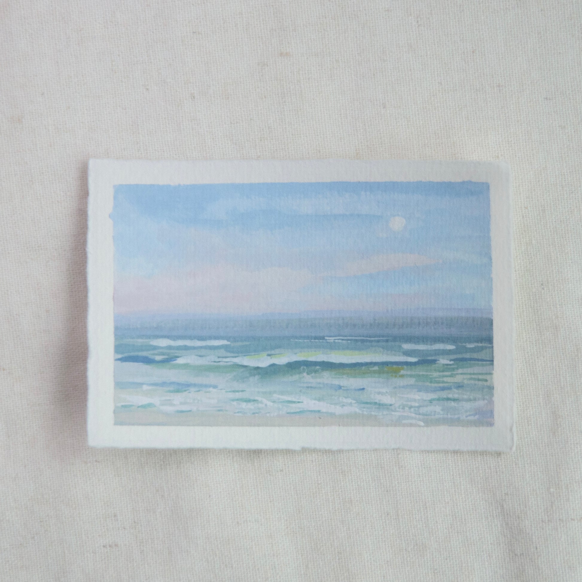 seascape miniature gouache painting from  gulf islands national seashore by Laura Van Moorleghem