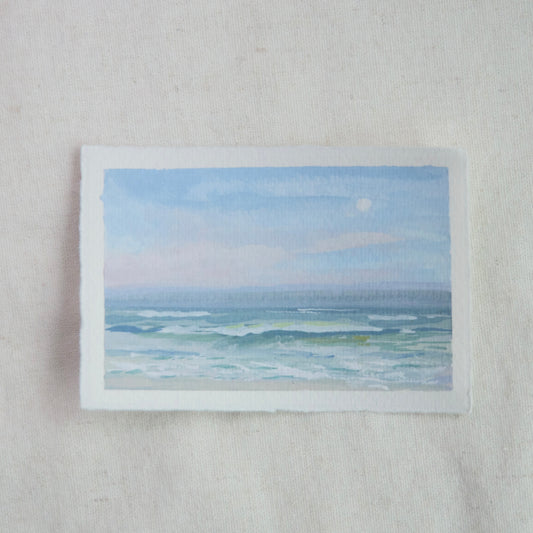 seascape miniature gouache painting from  gulf islands national seashore by Laura Van Moorleghem