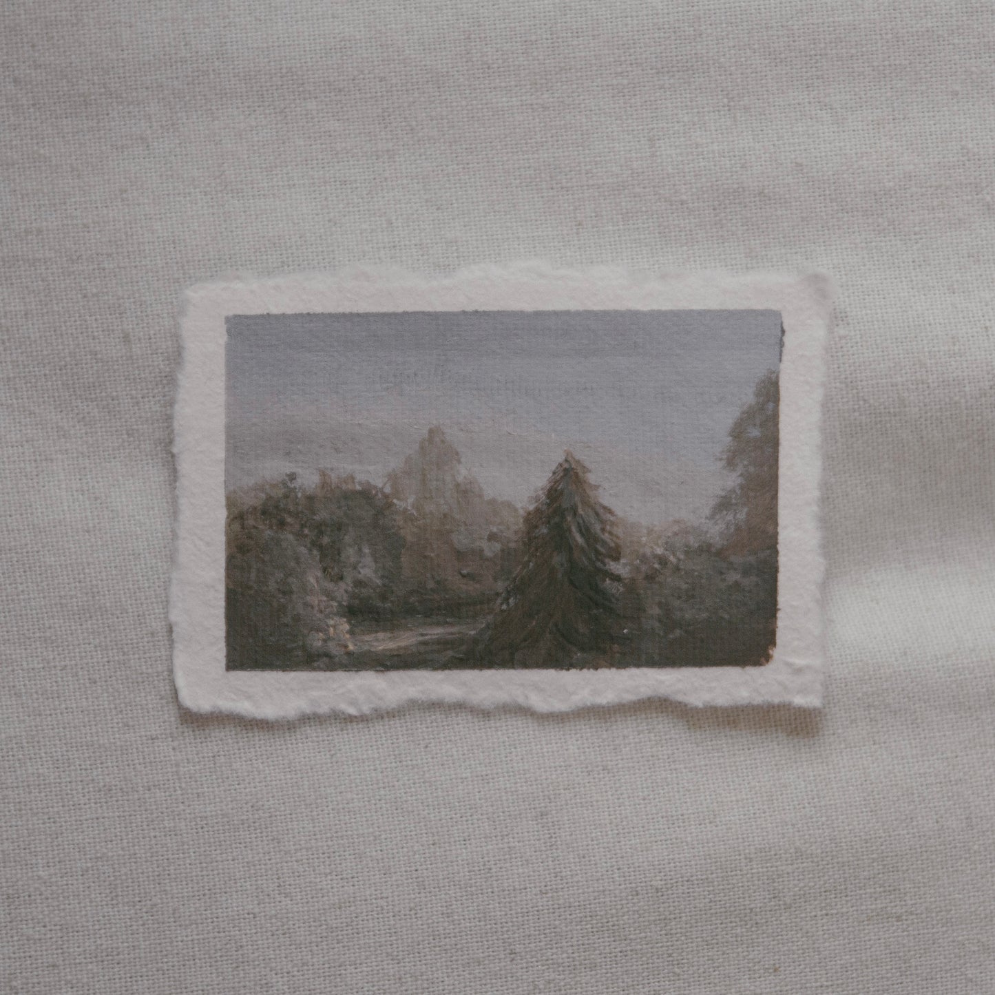 miniature acrylic painting of a meadow with sunlight from Sequoia National Park by Laura Van Moorleghem