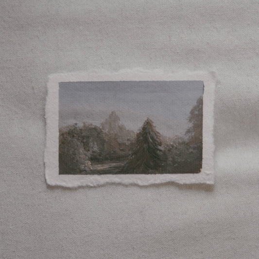 miniature acrylic painting of a meadow with sunlight from Sequoia National Park by Laura Van Moorleghem