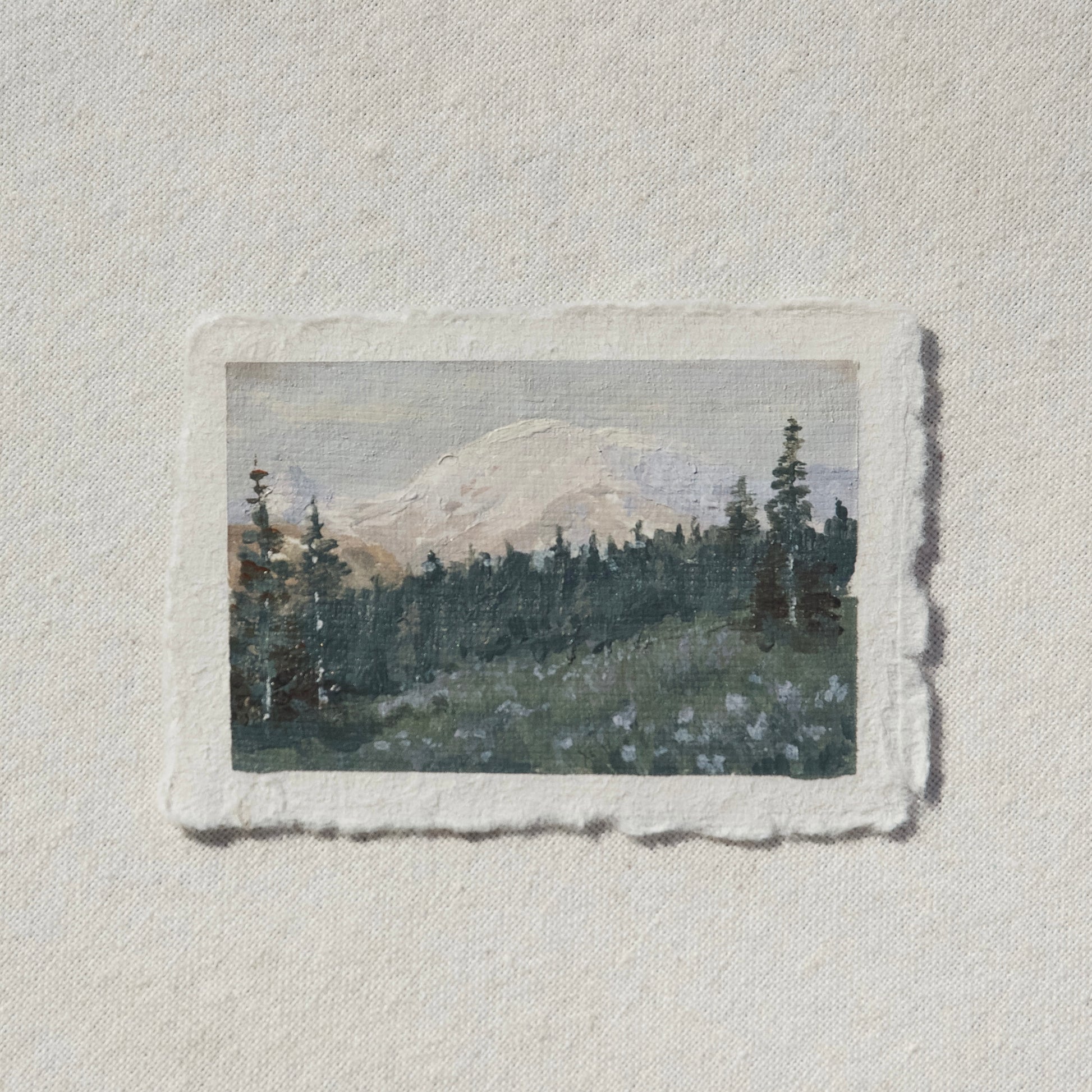 Silver forest trail miniature gouache painting from Mount Rainier National Park by Laura Van Moorleghem