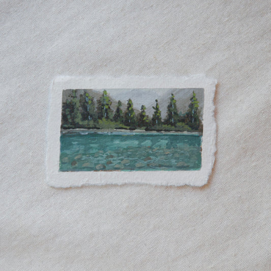 Skagit river view miniature gouache painting from North Cascades National Park by Laura Van Moorleghem