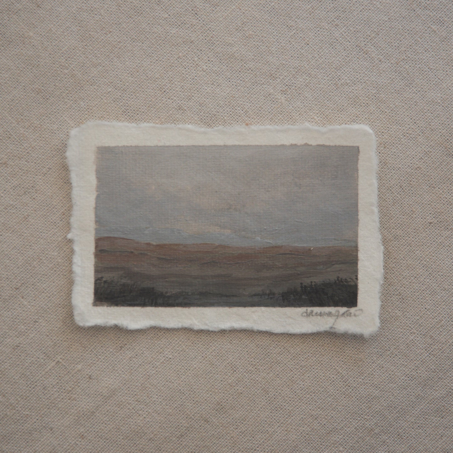tawa point overlook in petrified forest in a miniature acrylic painting from Petrified Forest National Park by Laura Van Moorleghem