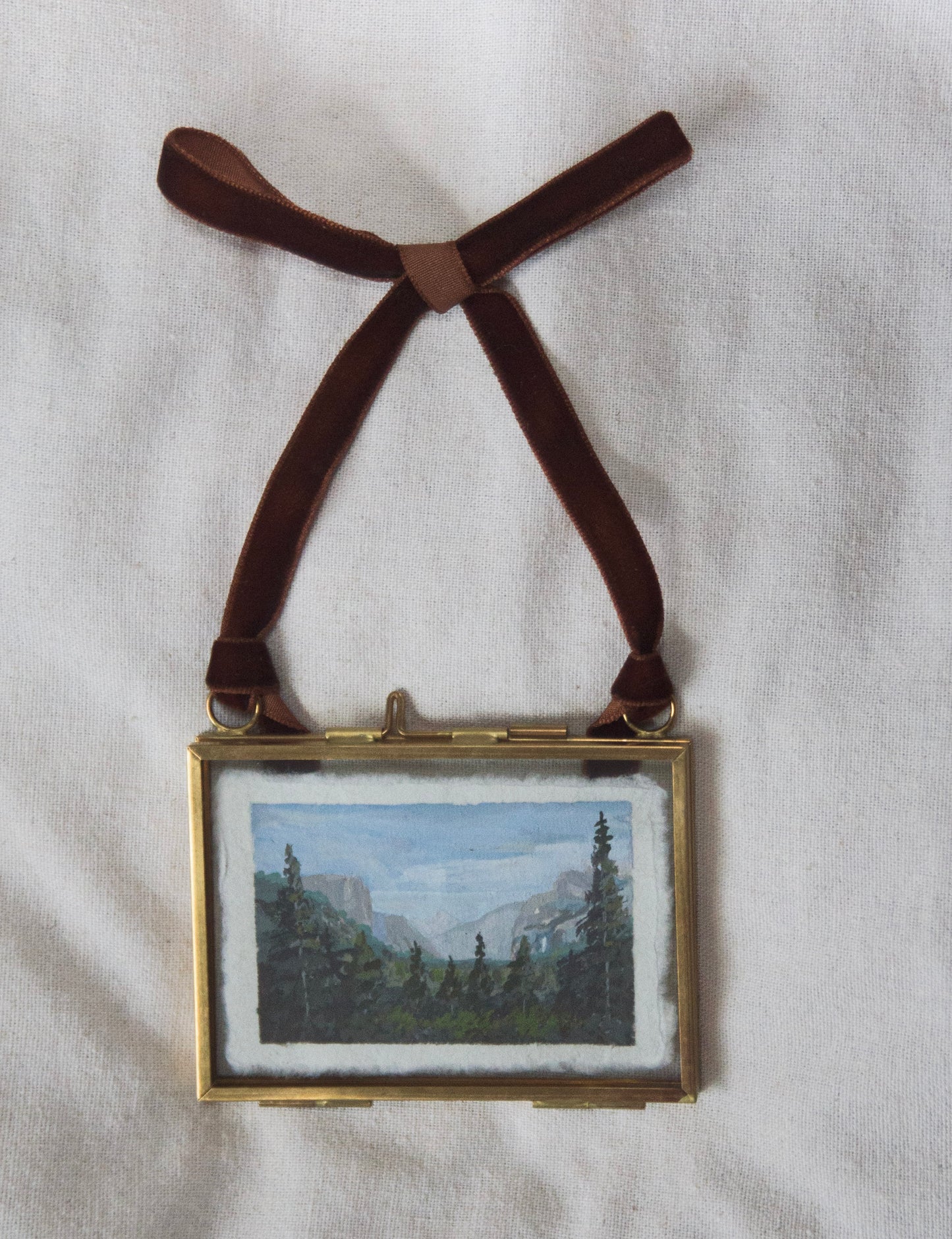 Framed Tunnel View from Yosemite National Park miniature painting from 'The Journey' National Park collection