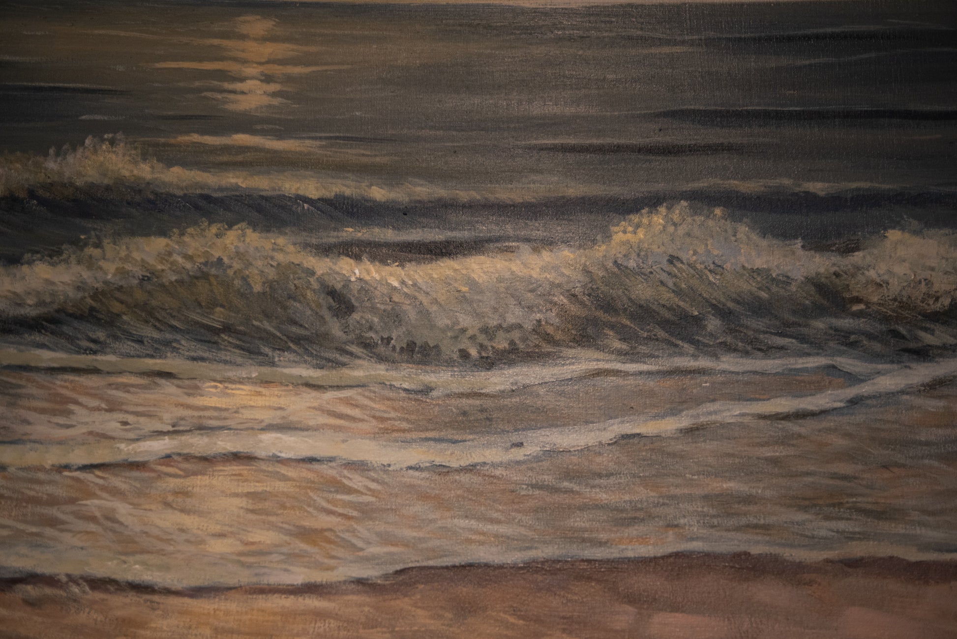 up close details of waves in a gulf shores large acrylic painting