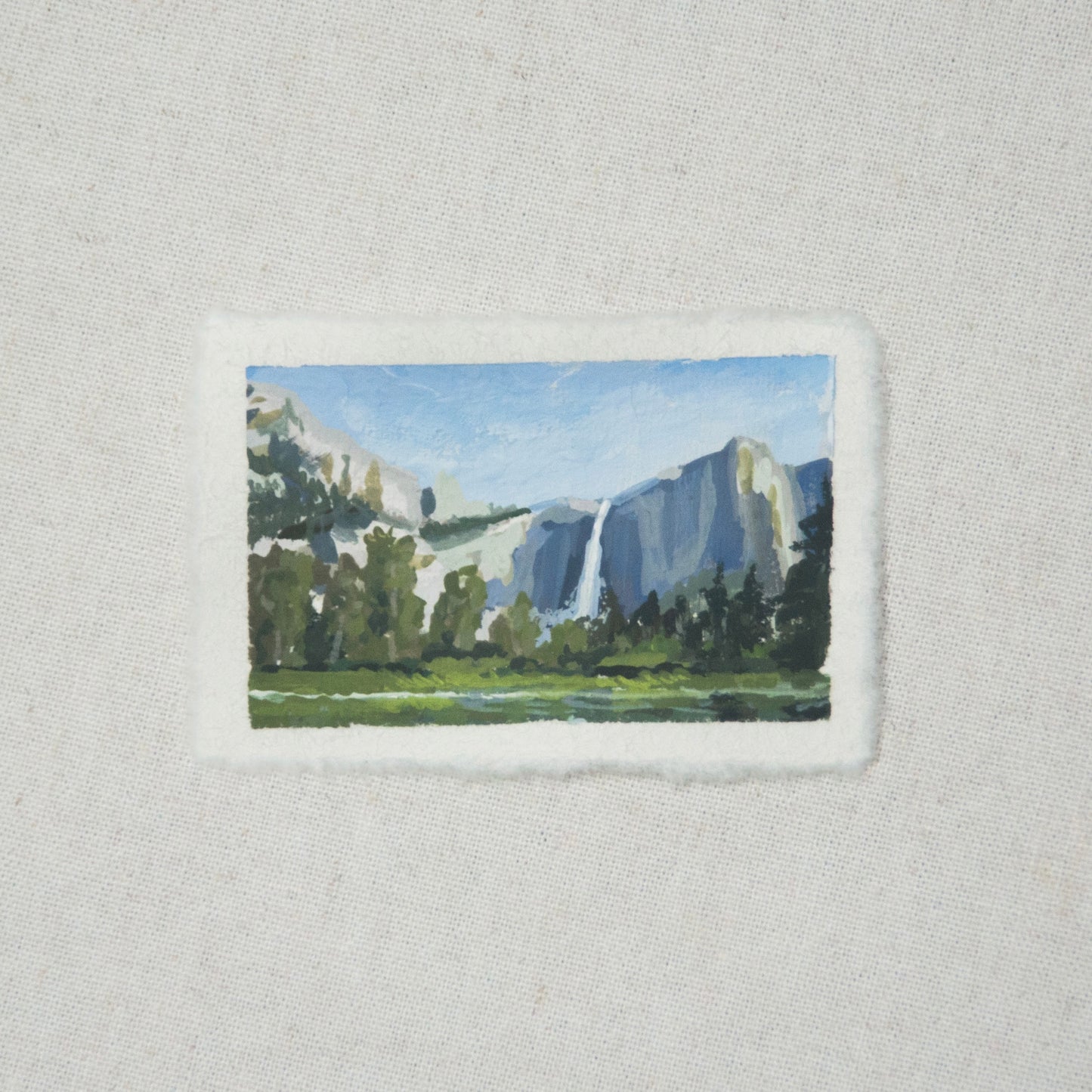Upper Yosemite Falls  miniature gouache painting from Yosemite National Park by Laura Van Moorleghem
