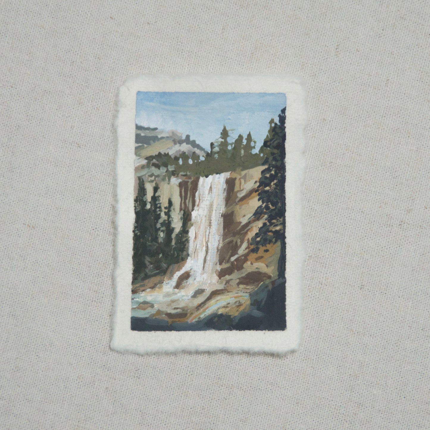 Vernal Falls miniature  painting executed in gouache from Yosemite National Park by Laura Van Moorleghem