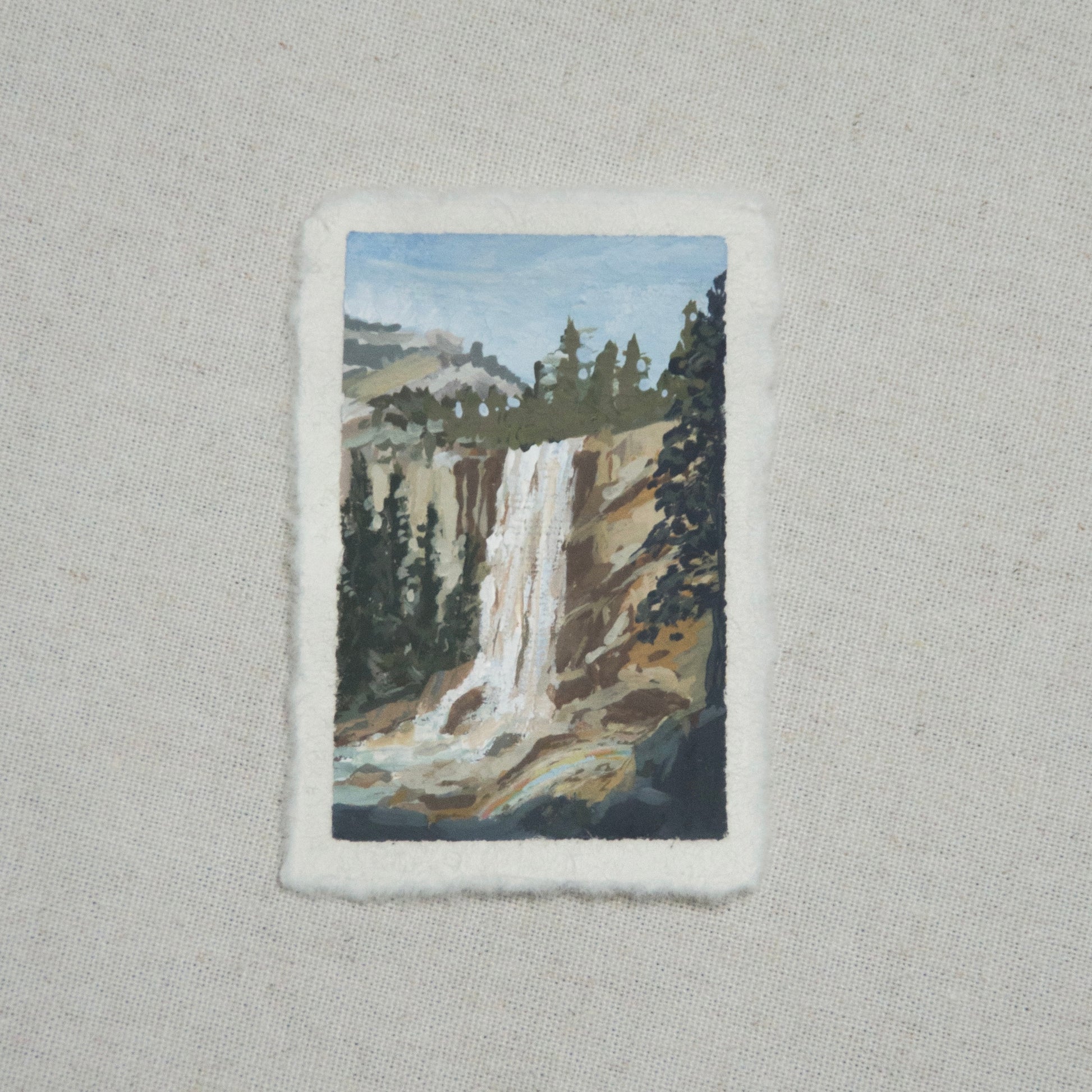 Vernal Falls miniature  painting executed in gouache from Yosemite National Park by Laura Van Moorleghem