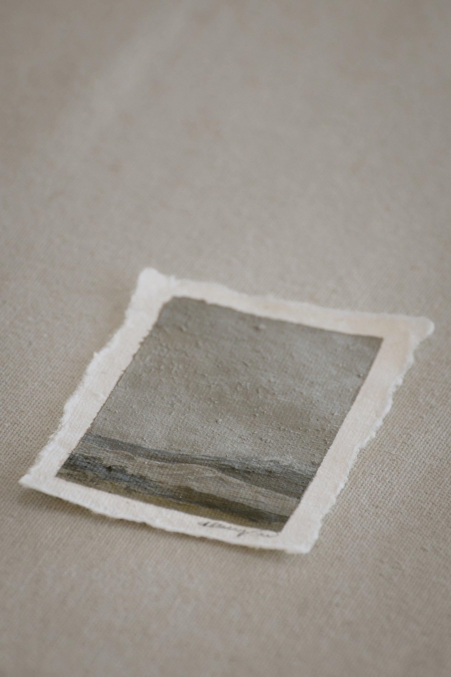 Side profile of Great Sand Dunes, Sangre de Cristo mountains, and fields of grass mini painting on deckled edge 100% cotton rag paper