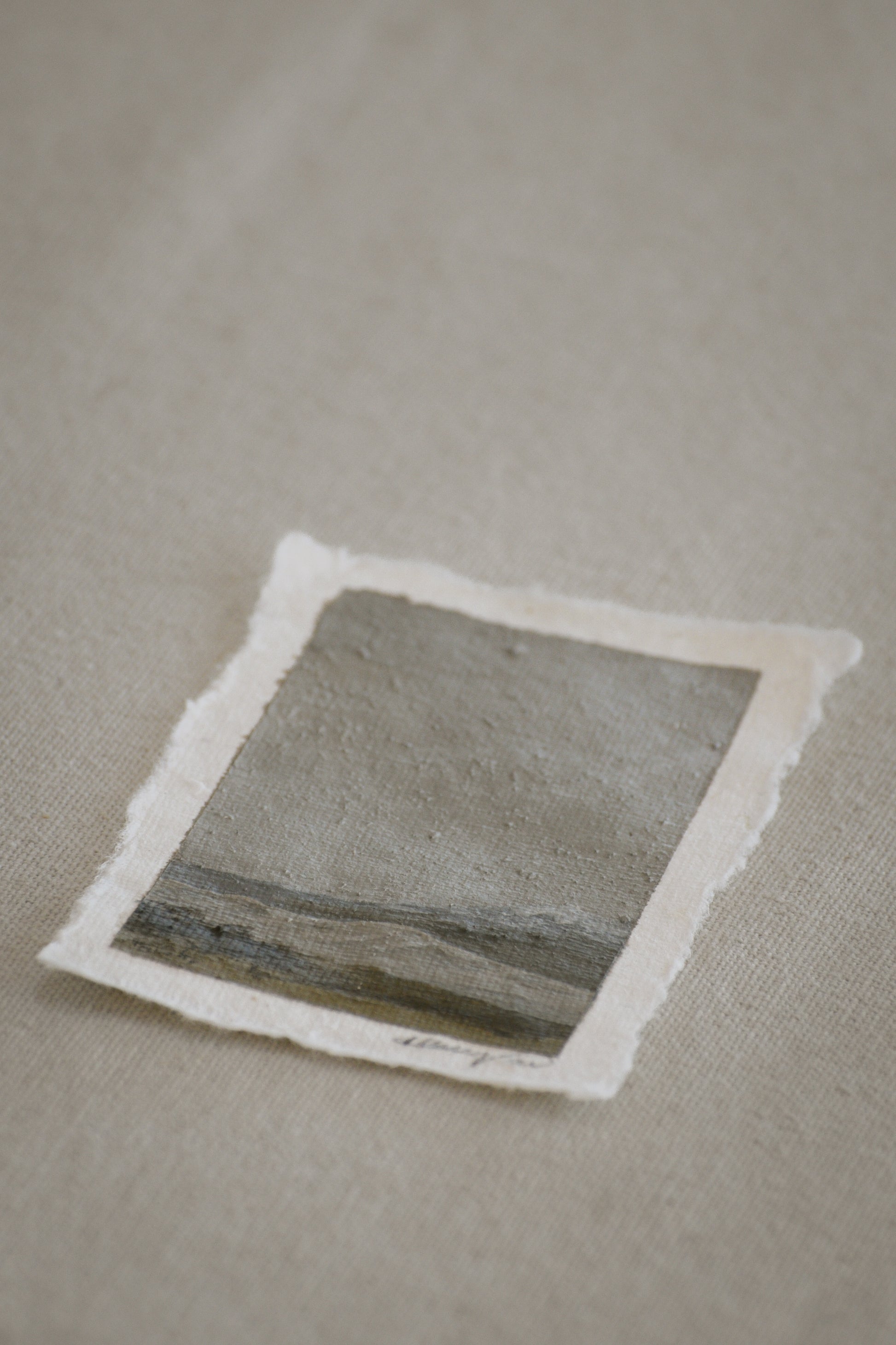 Side profile of Great Sand Dunes, Sangre de Cristo mountains, and fields of grass mini painting on deckled edge 100% cotton rag paper