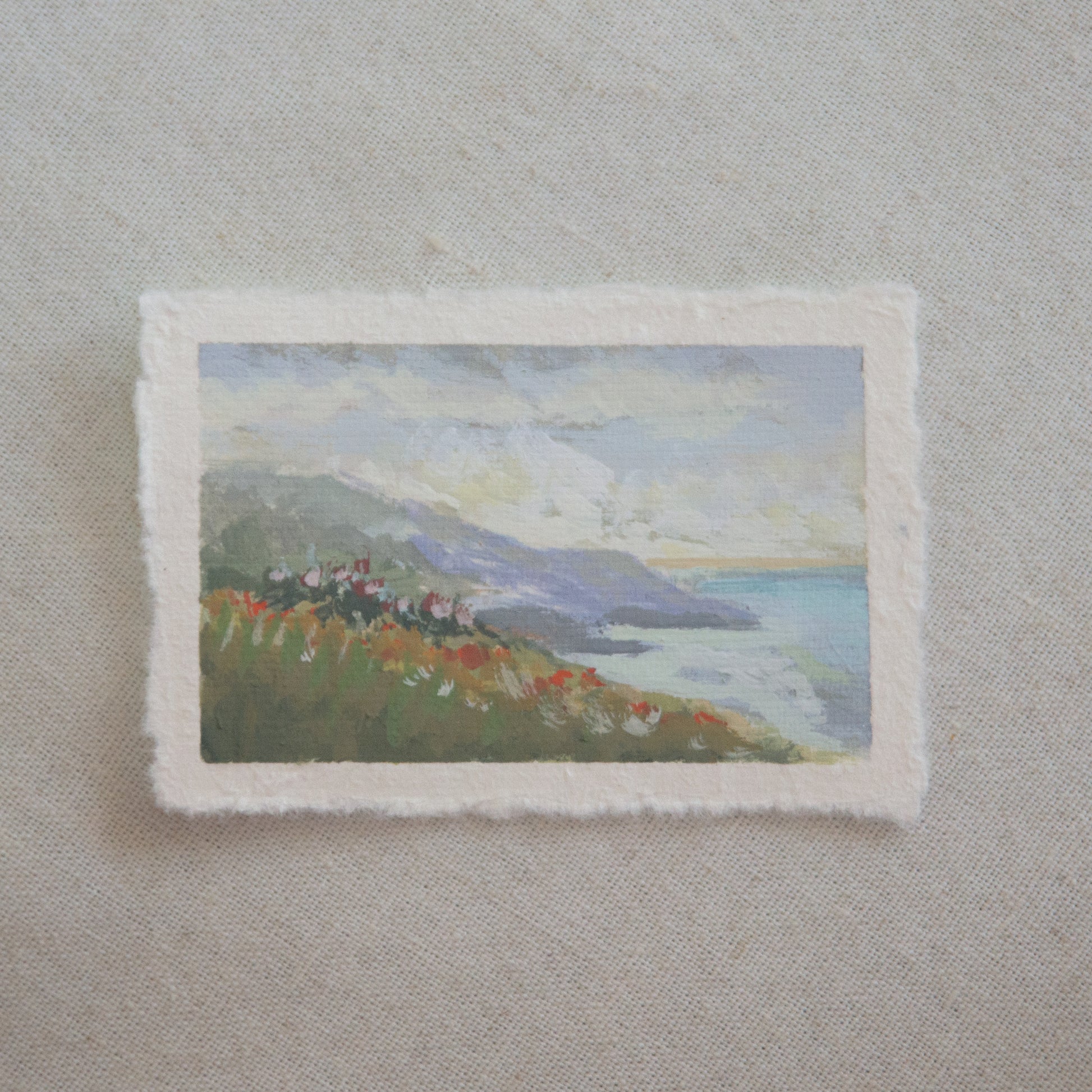 Acrylic miniature paintings of Channel Islands mountainsfrom Channel Islands National Park by Laura Van Moorleghem